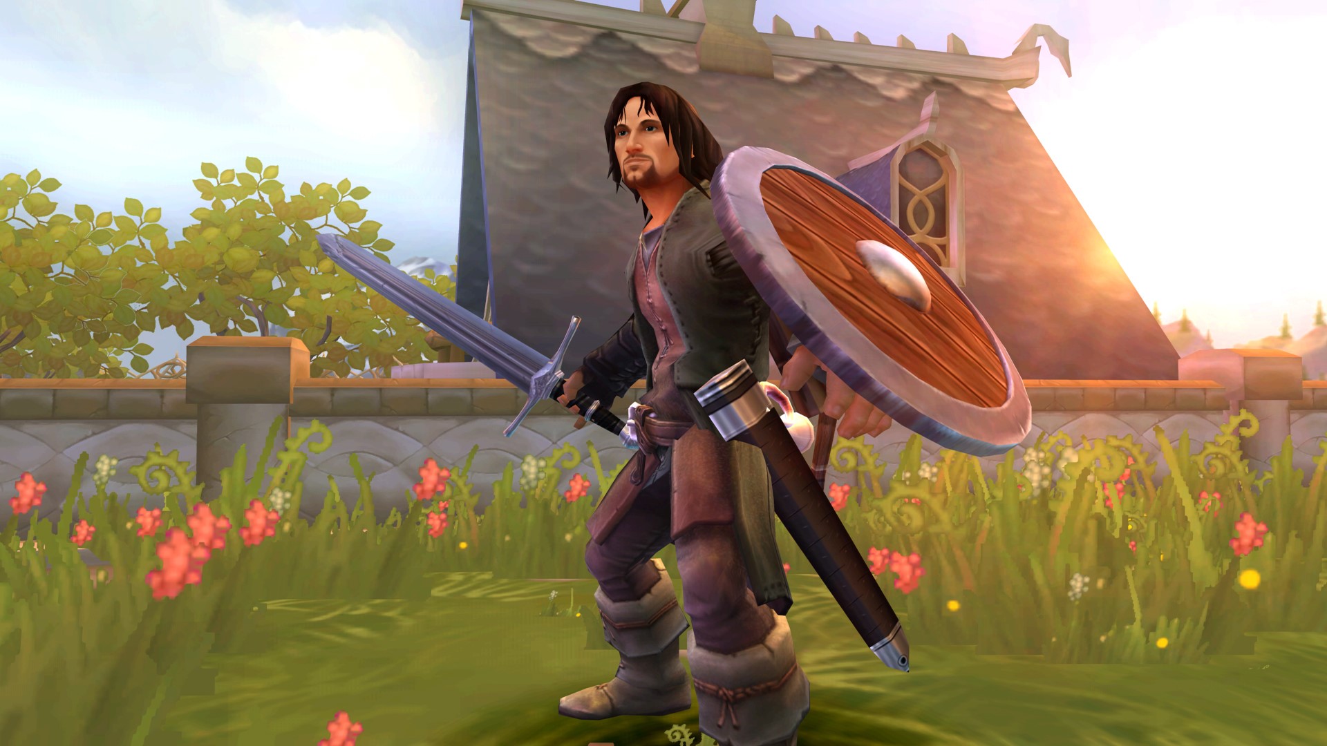 Aragorn from The Lord of the Rings with Sword and Shield HD Wallpaper