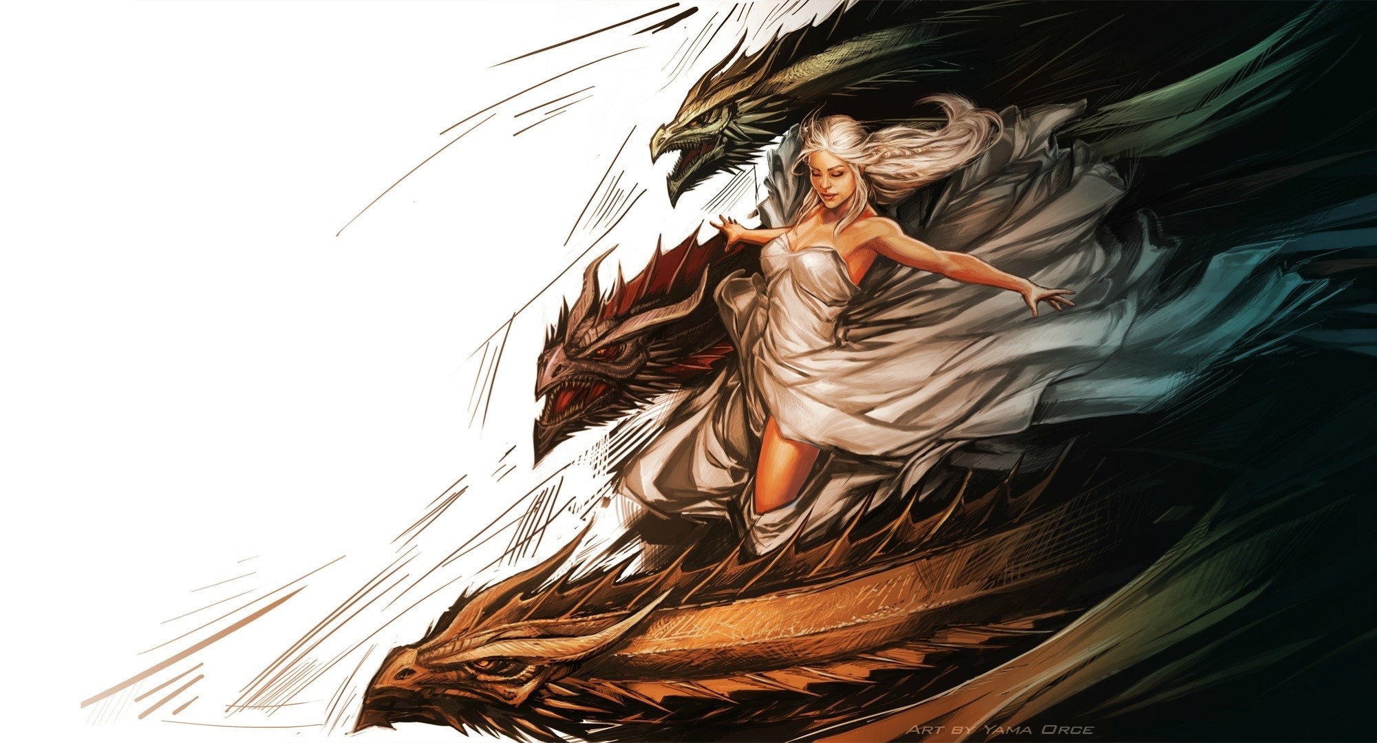 Daenerys Targaryen and her dragons from Game of Thrones HD Wallpaper
