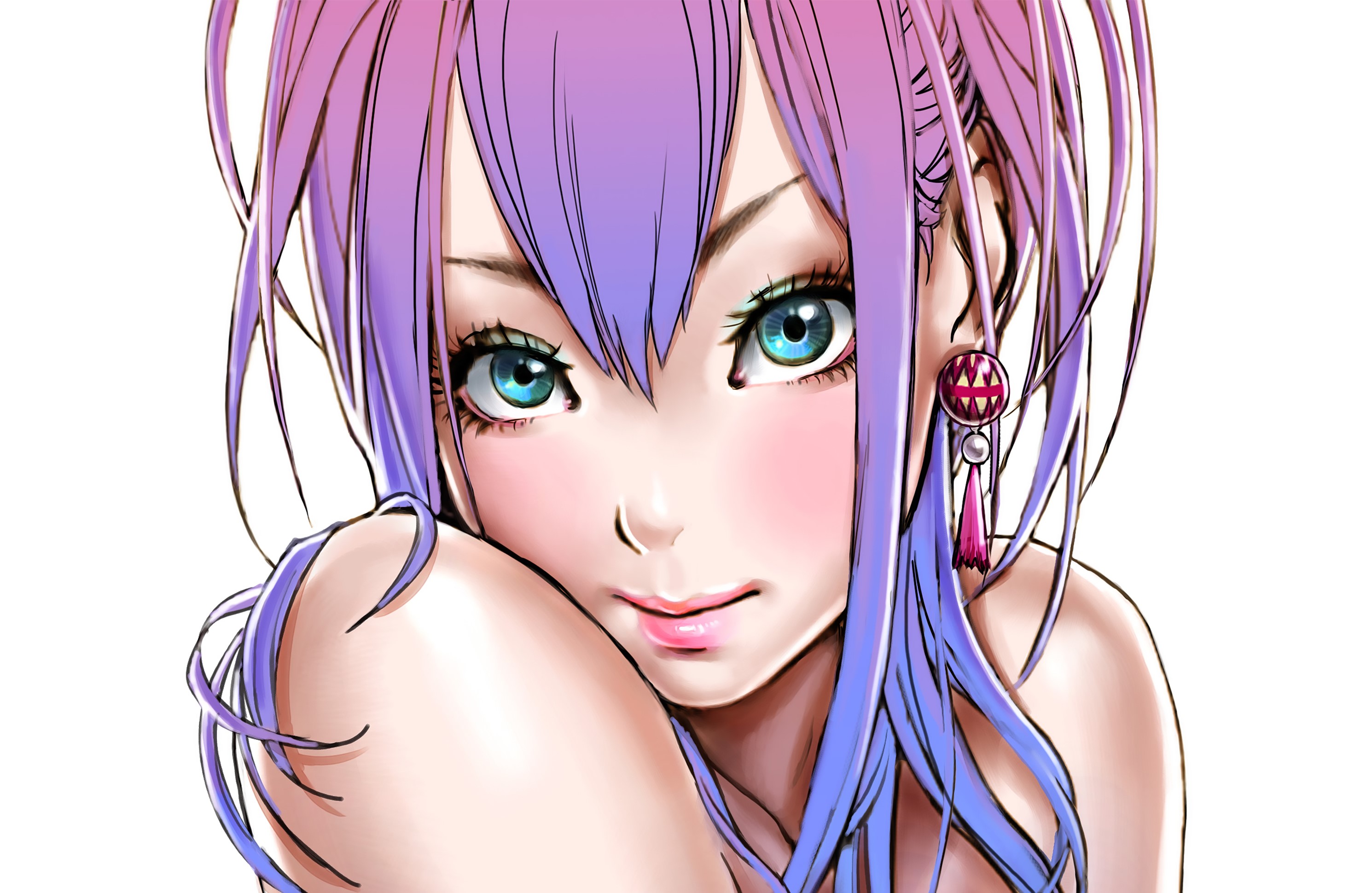 Shunya Yamashita anime girl with purple hair HD Wallpaper