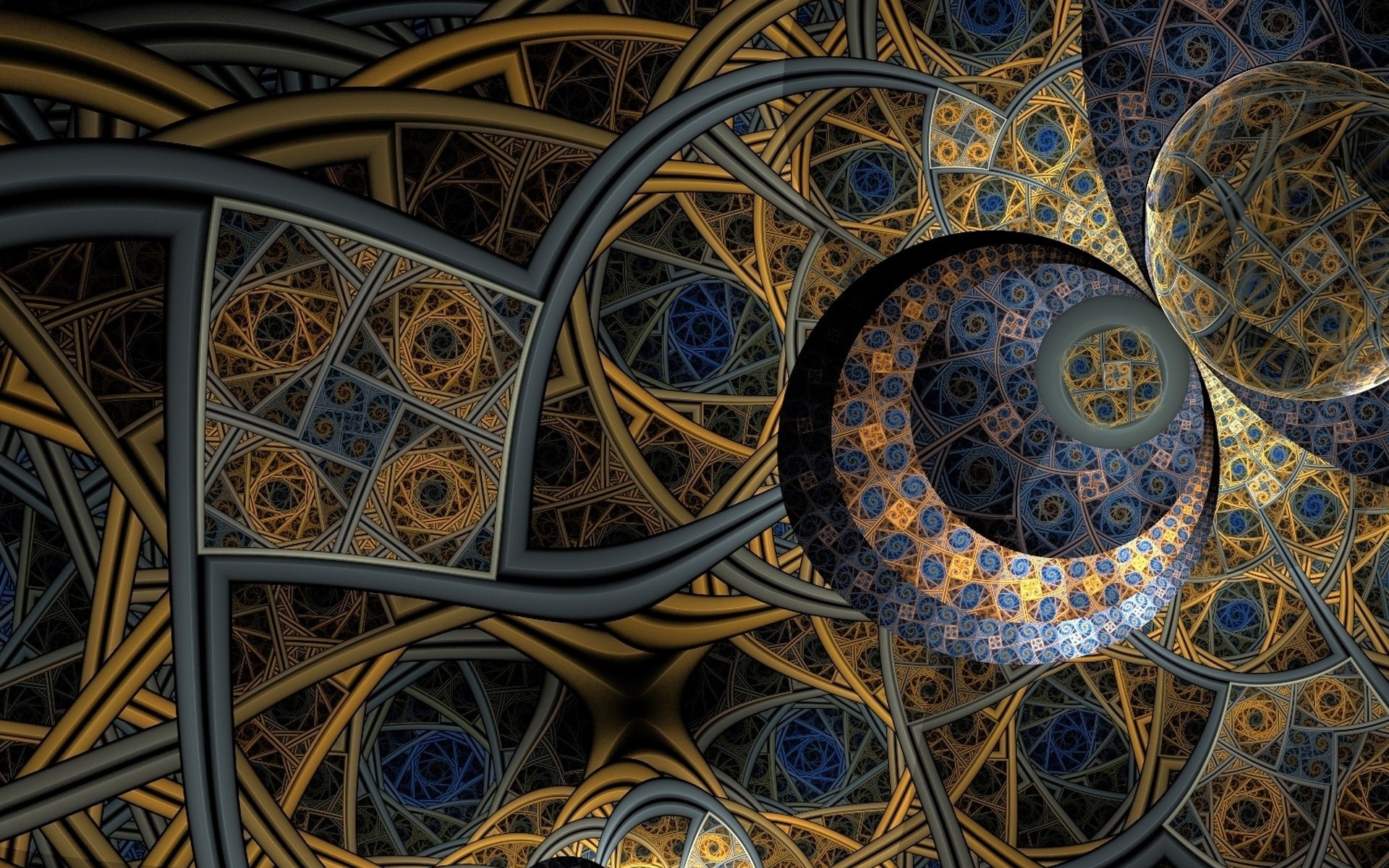 Abstract fractal art with geometric patterns HD Wallpaper