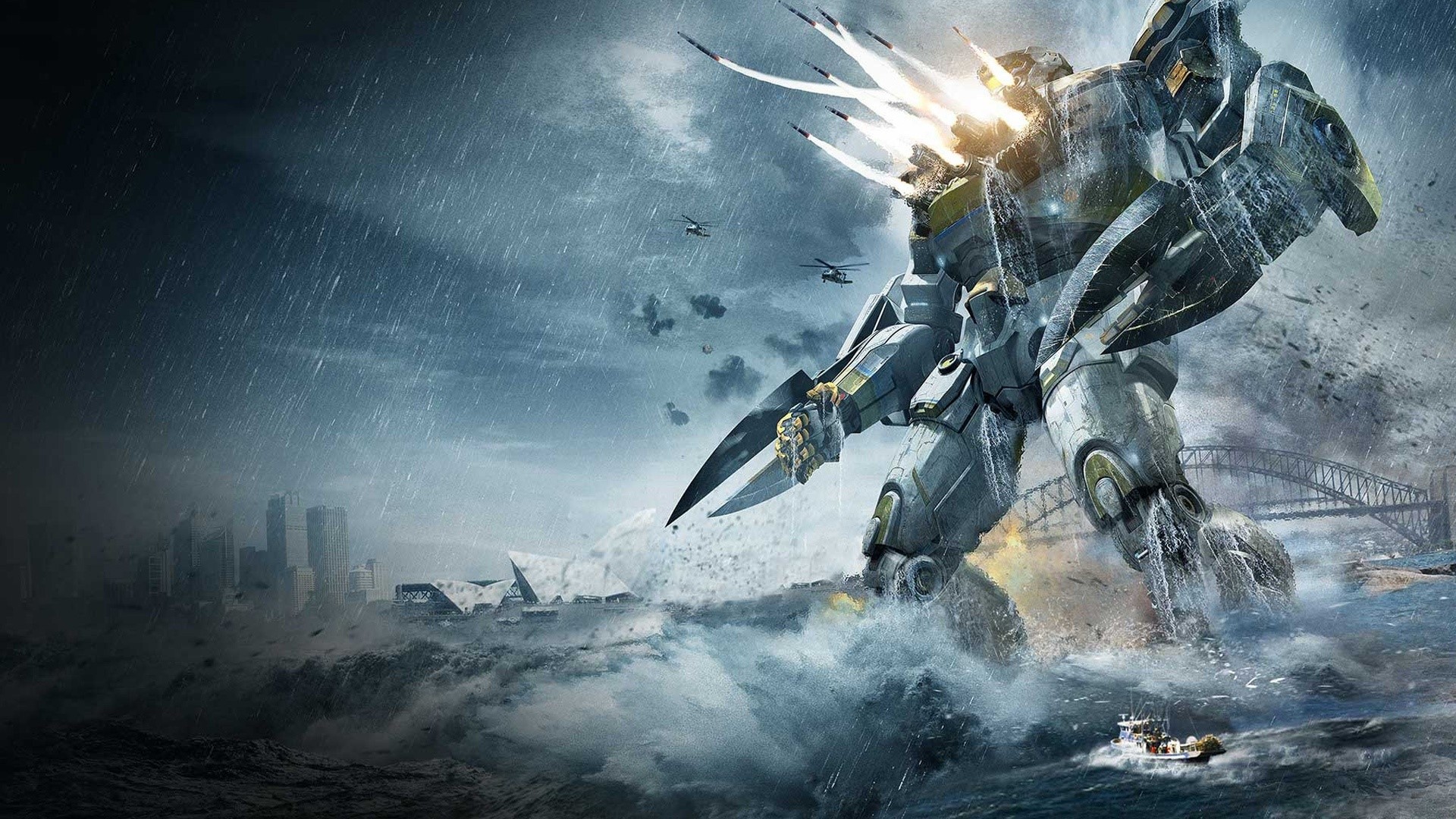 Gipsy Danger Jaeger from Pacific Rim in battle HD Wallpaper