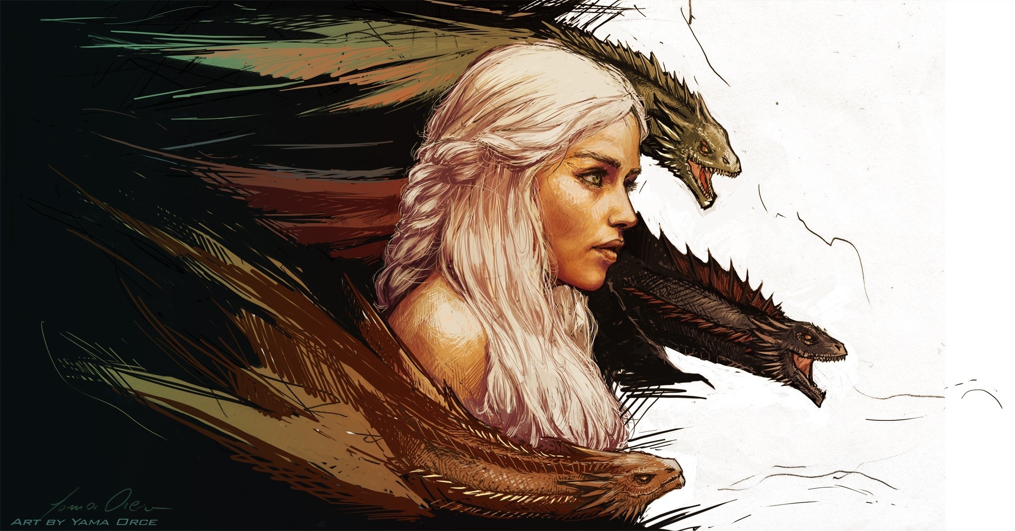 Daenerys Targaryen with Dragons from Game of Thrones HD Wallpaper