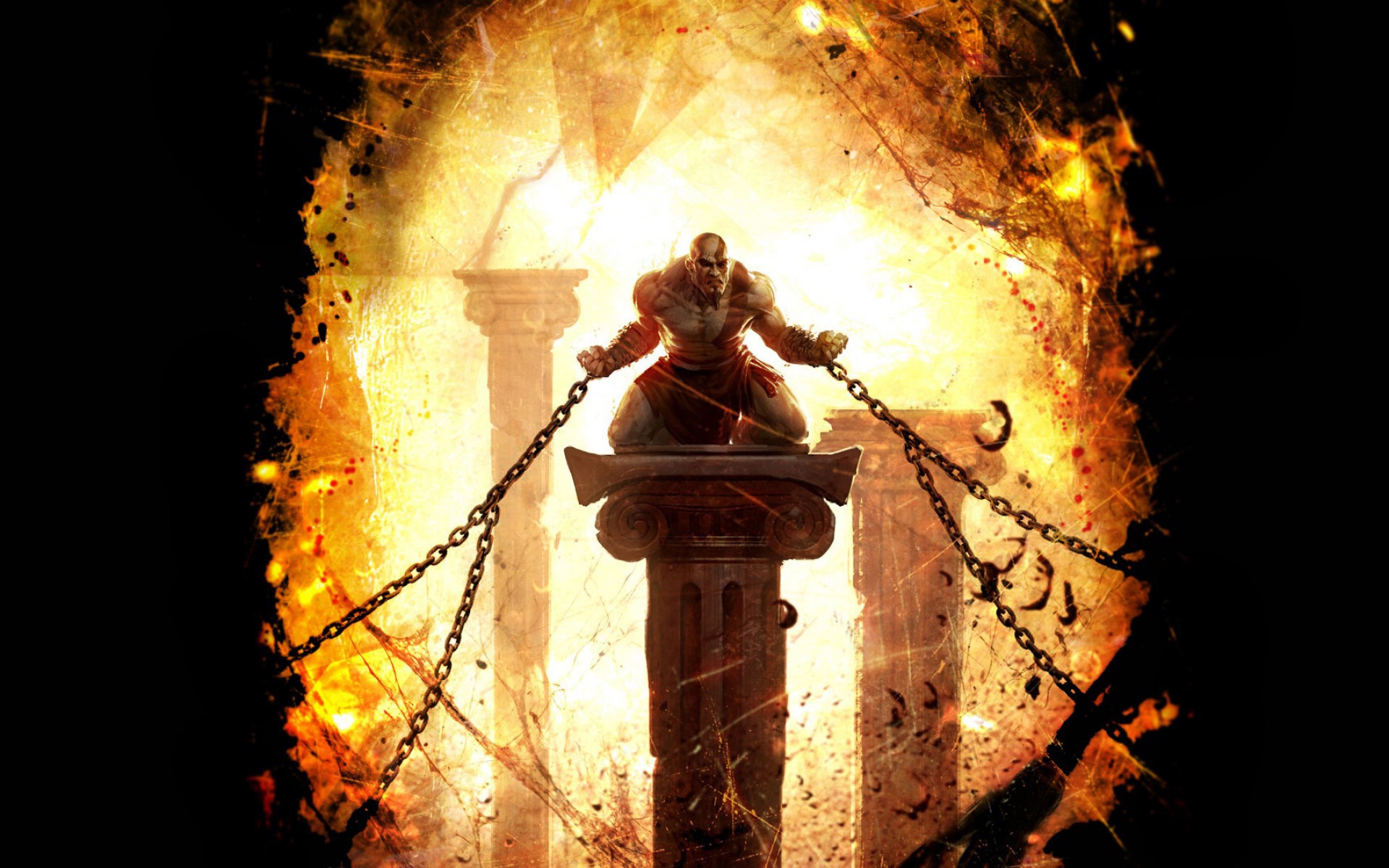 Kratos from God of War chained to a pillar HD Wallpaper