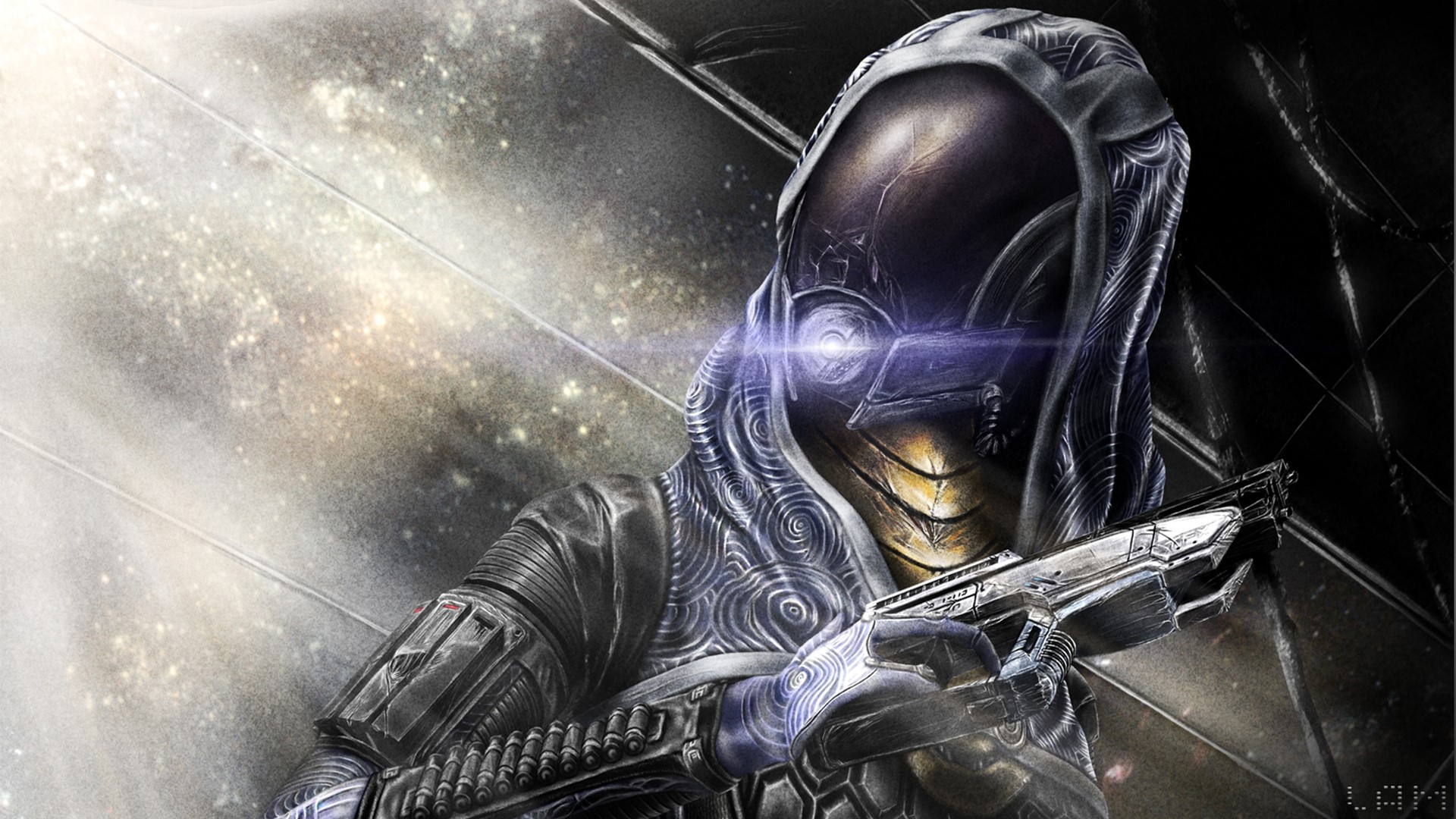 Tali Zorah from Mass Effect holding a pistol HD Wallpaper