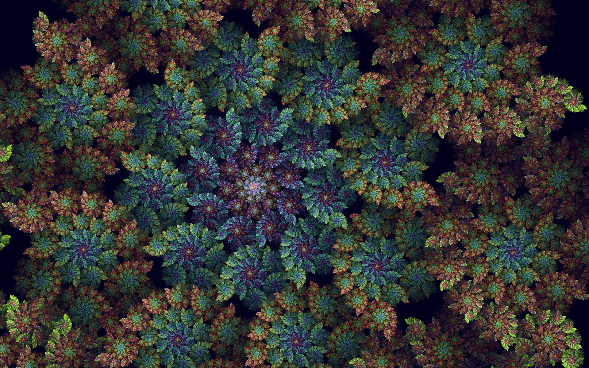 Fractal pattern of swirling floral shapes HD Wallpaper