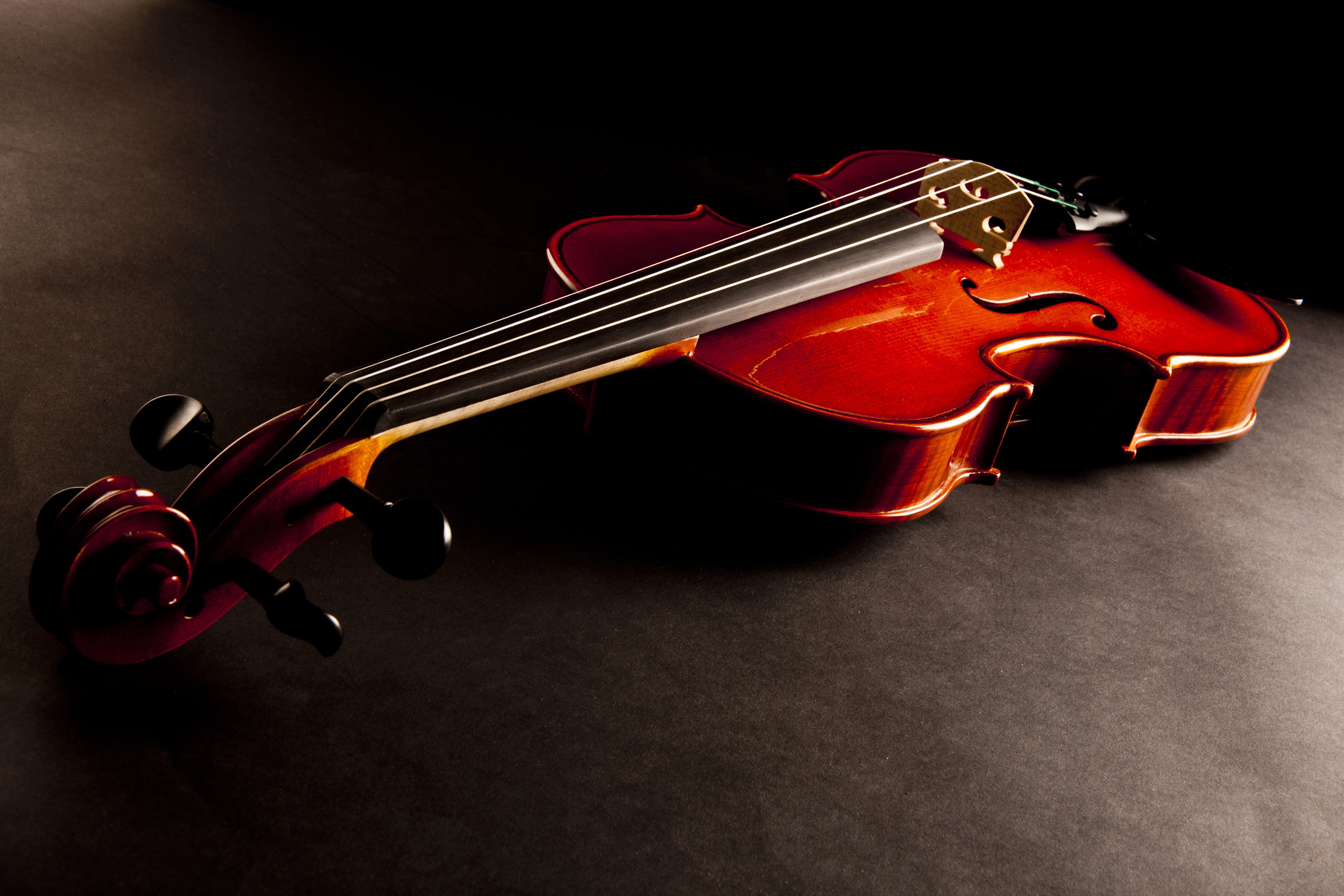 Violin closeup on a dark background HD Wallpaper