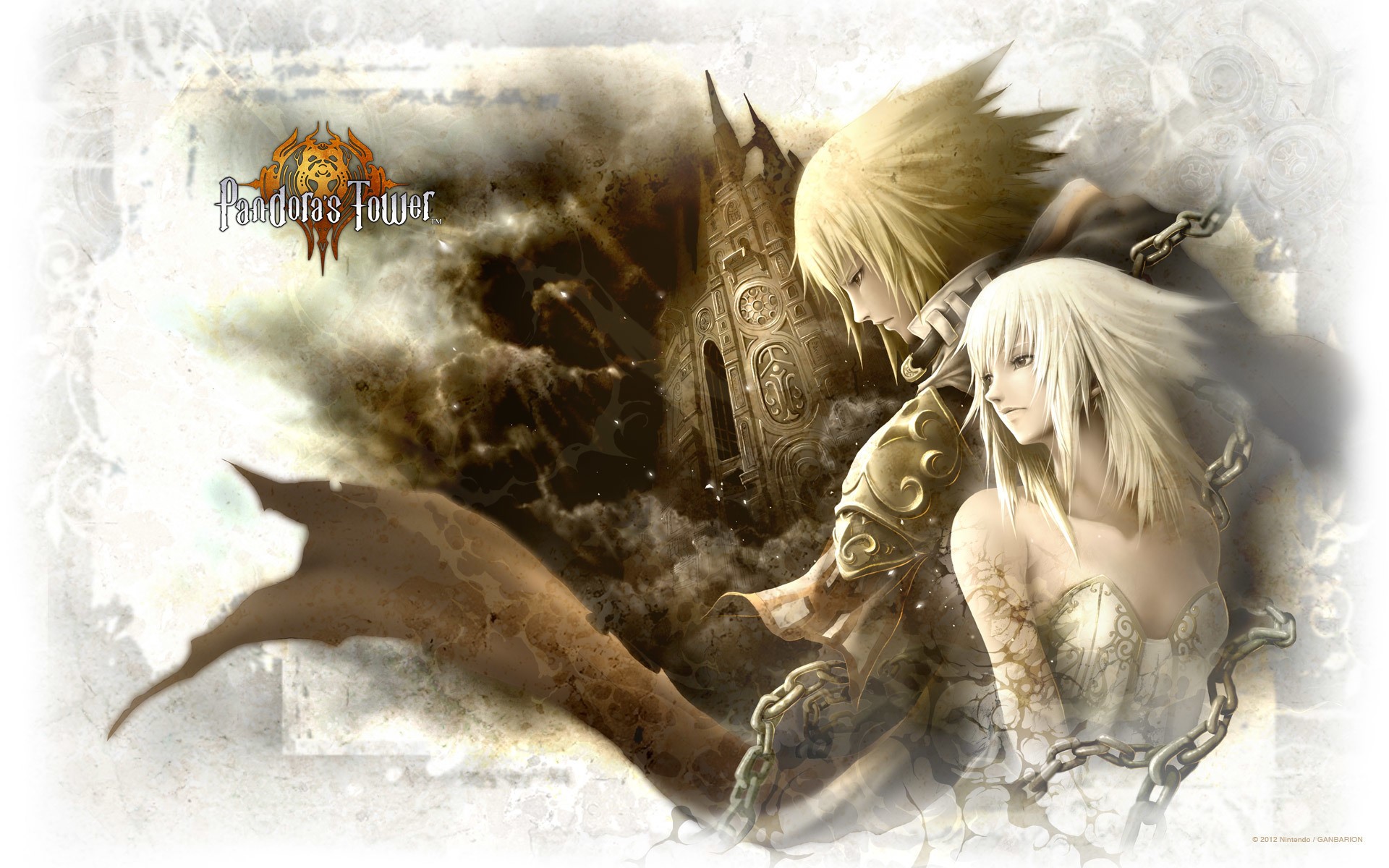 Pandora's Tower: Aeron and Elika with a tower HD Wallpaper