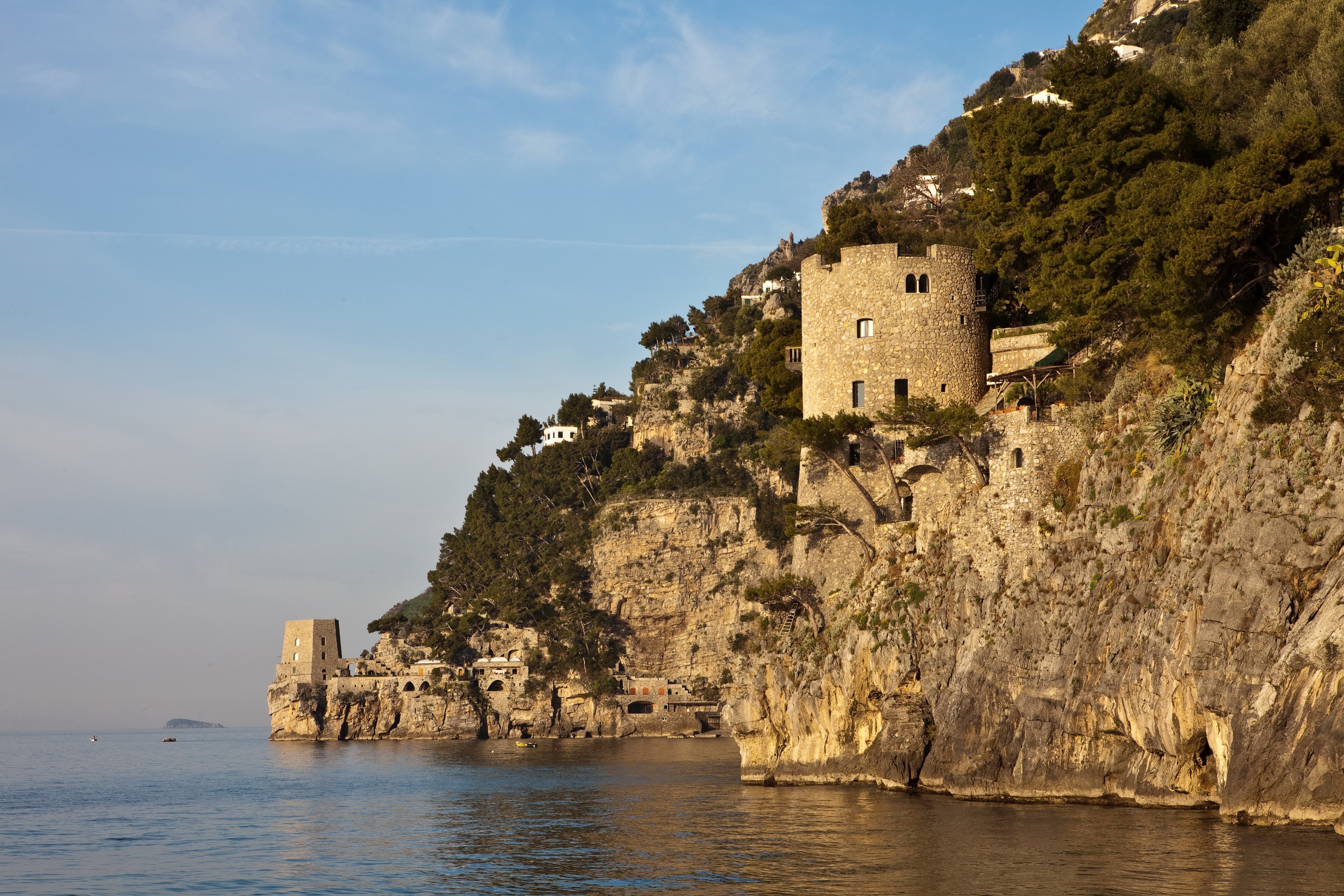 Coastal towers on a cliffside in Positano, Italy HD Wallpaper