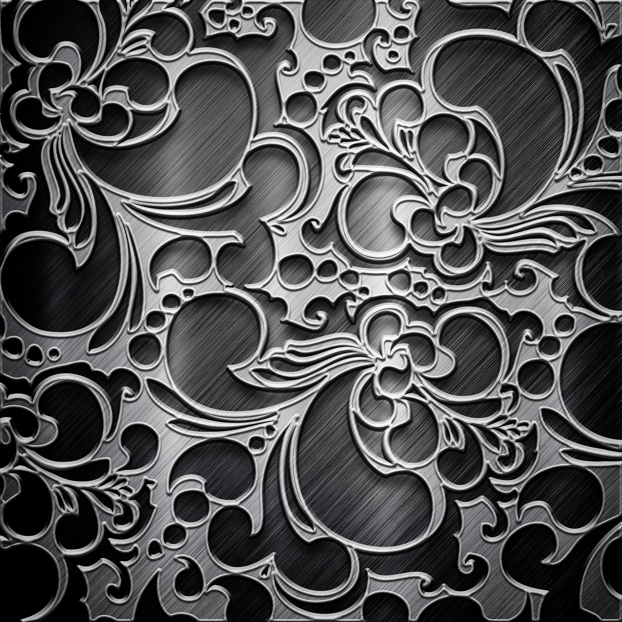 Metallic floral pattern with brushed texture HD Wallpaper