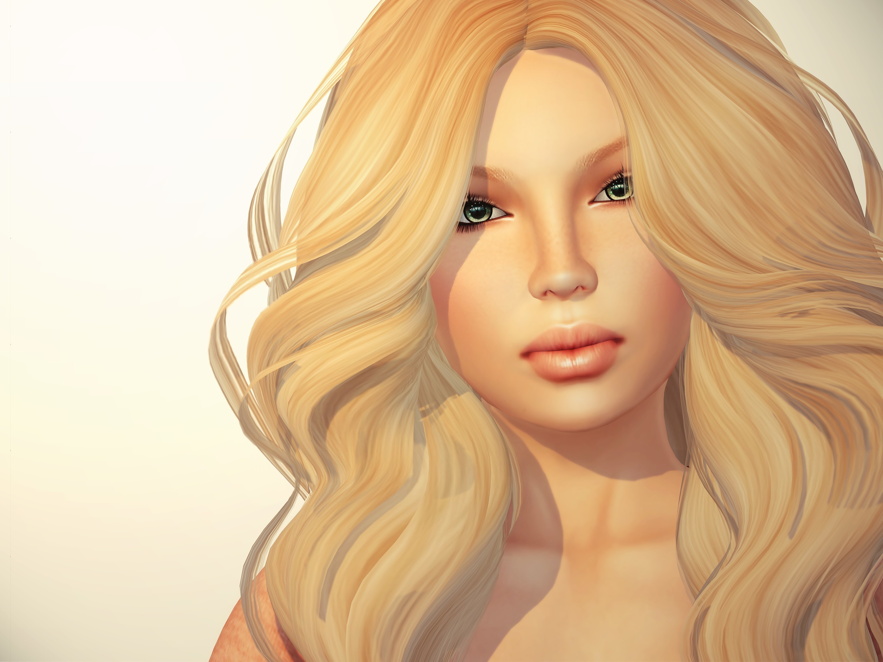 Blonde girl Hair Glance Face HD Wallpaper