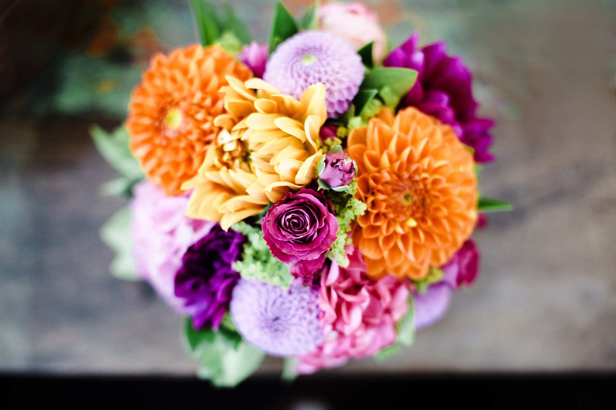 Colorful floral bouquet with dahlias and roses HD Wallpaper