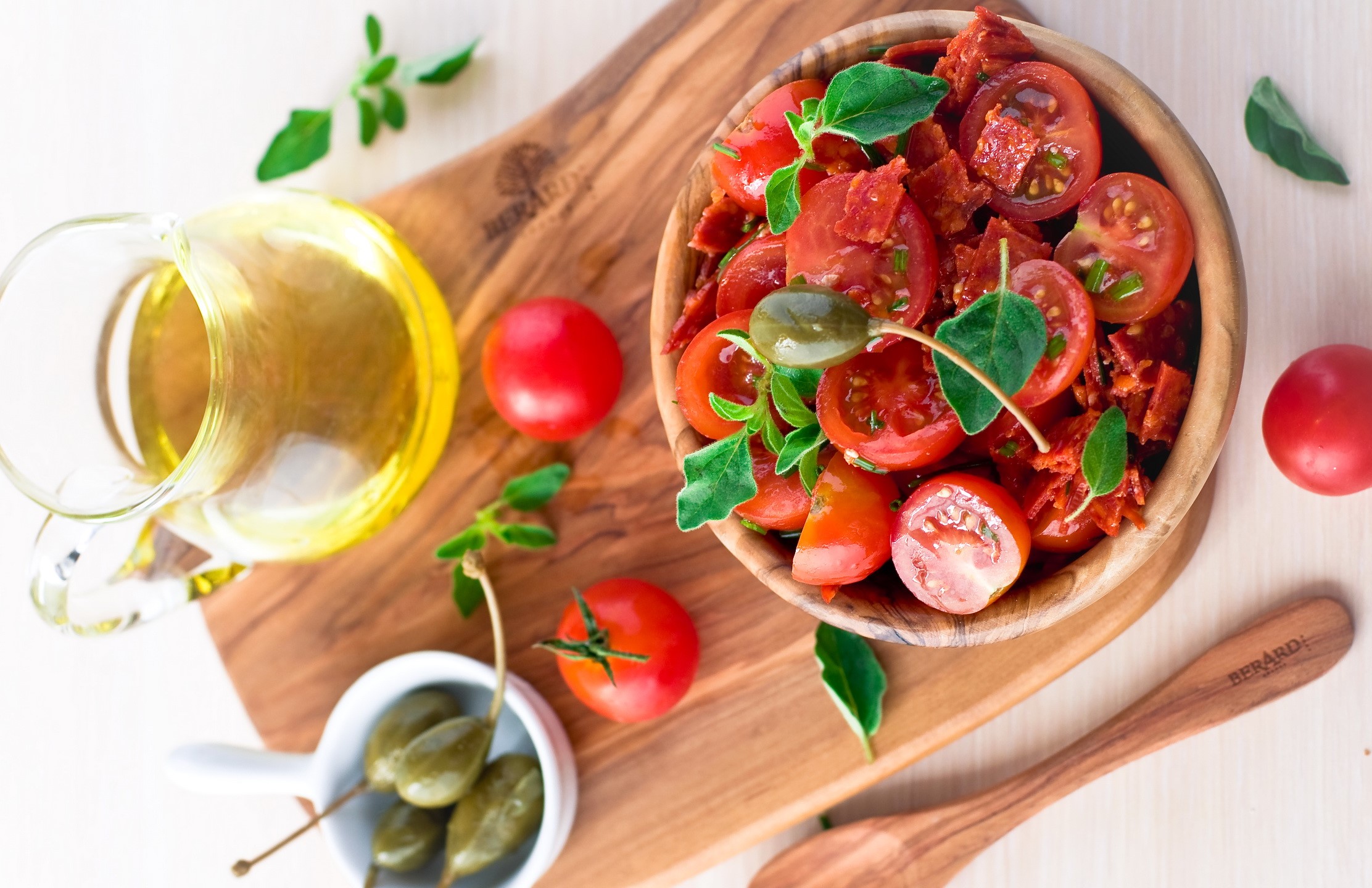 Tomato Salad with Capers and Olive Oil HD Wallpaper