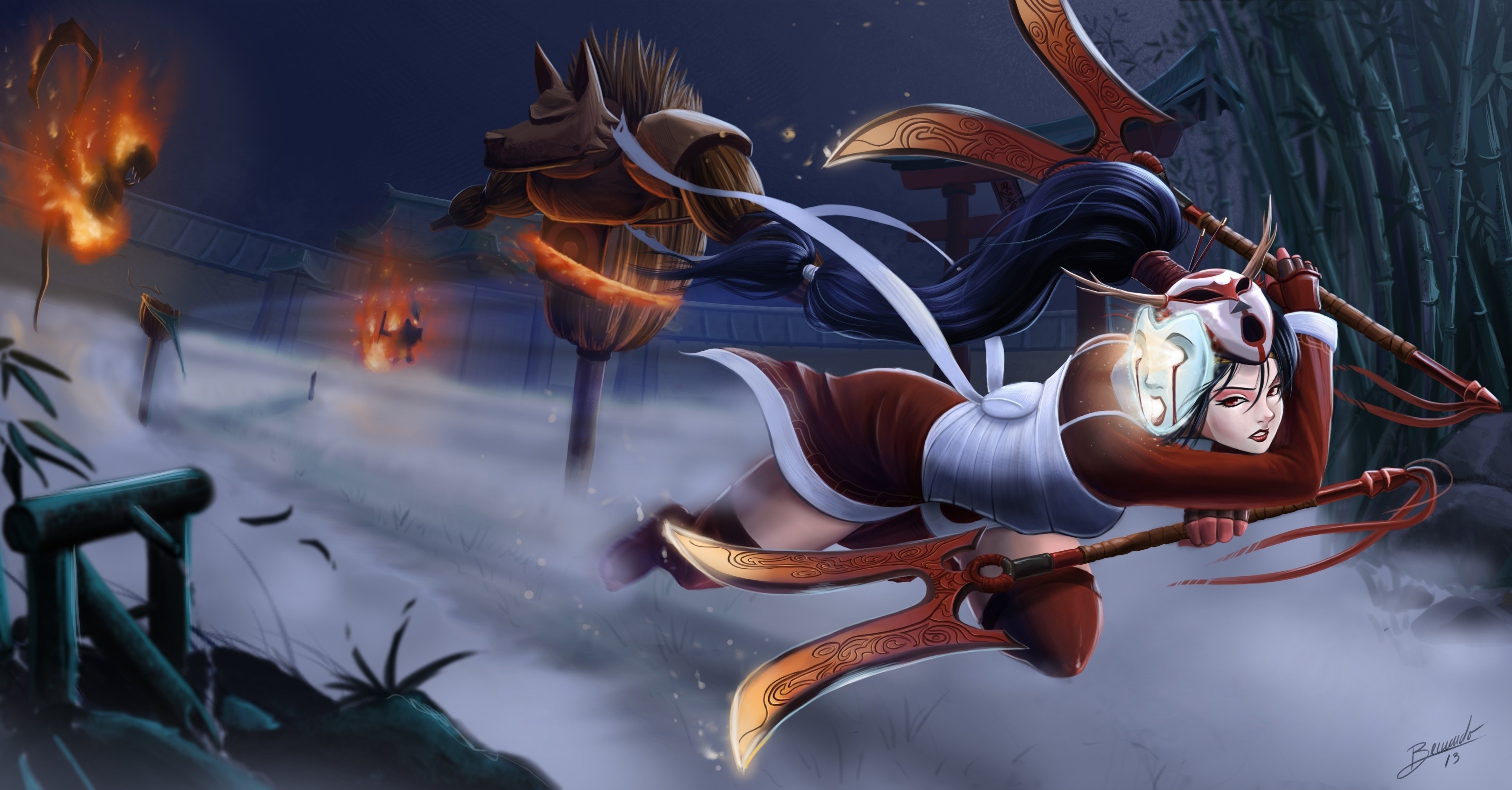 Katarina from League of Legends in combat HD Wallpaper