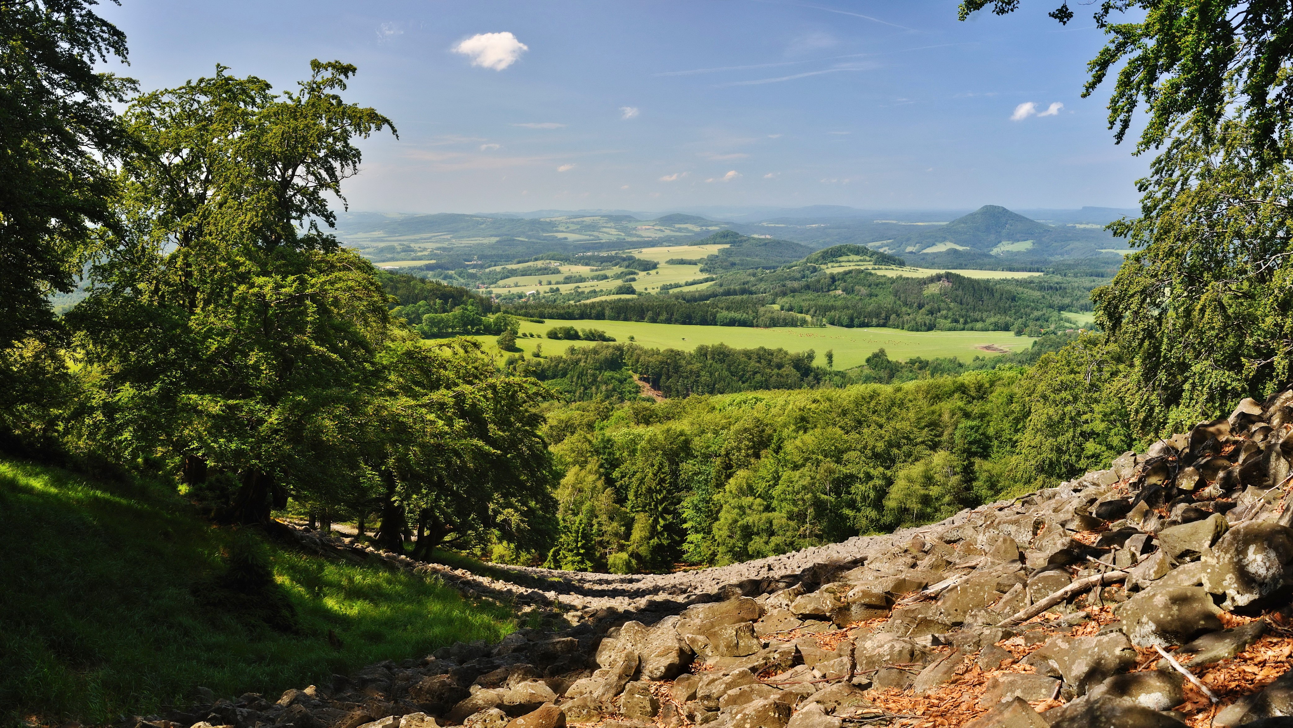 Panoramic view of rolling hills and forests in Czech Republic HD Wallpaper
