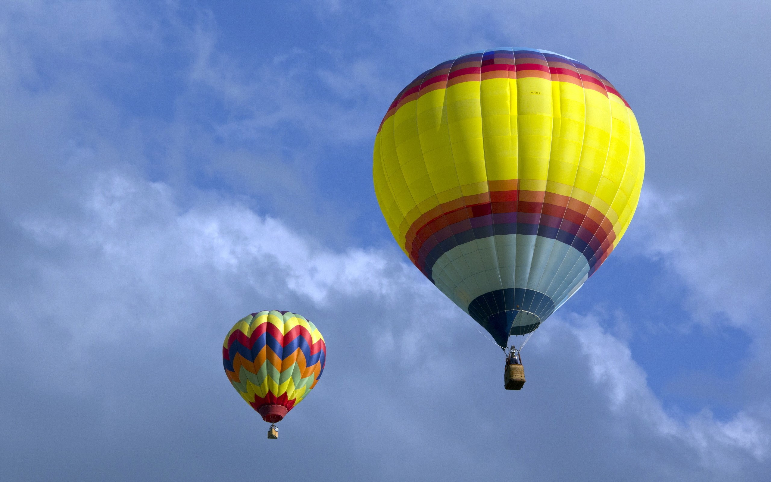 Two hot air balloons in the sky HD Wallpaper