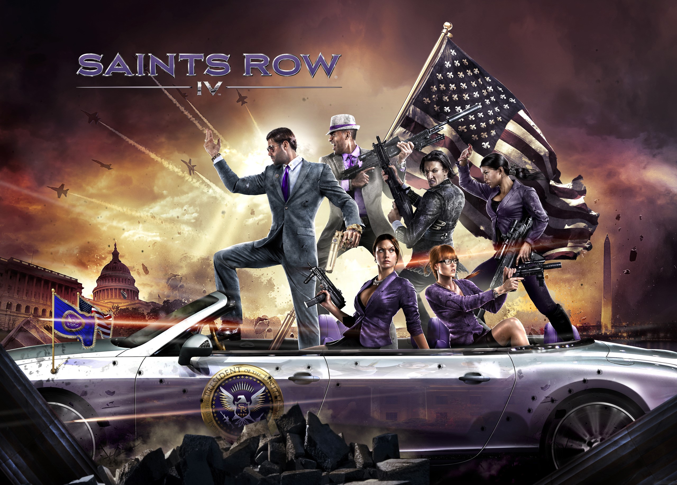 Saints Row IV characters with USA flag and Washington D.C. HD Wallpaper