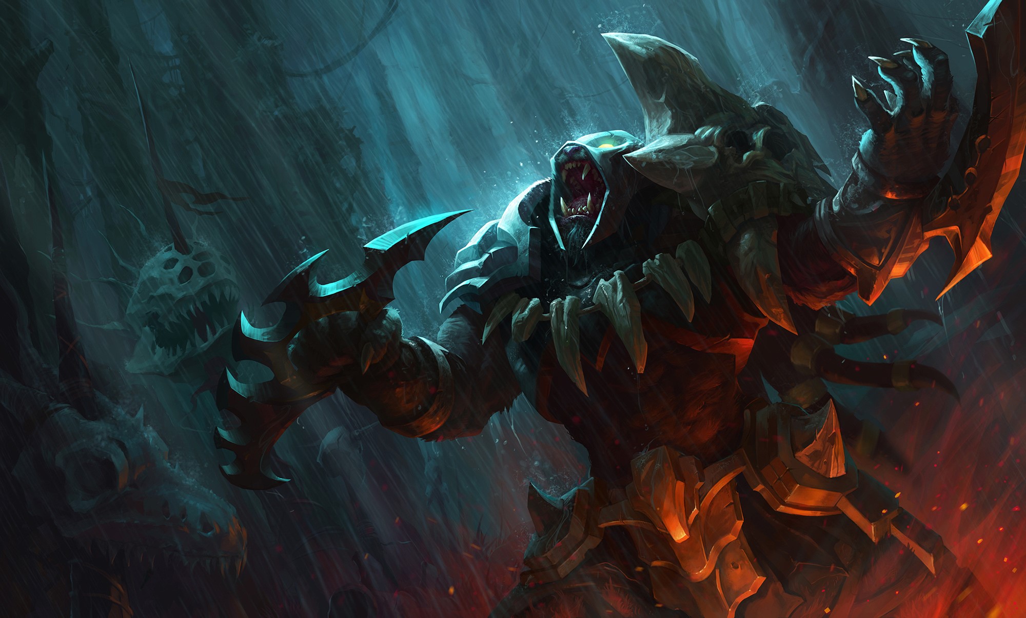 Rengar the Pridestalker from League of Legends in the rain HD Wallpaper