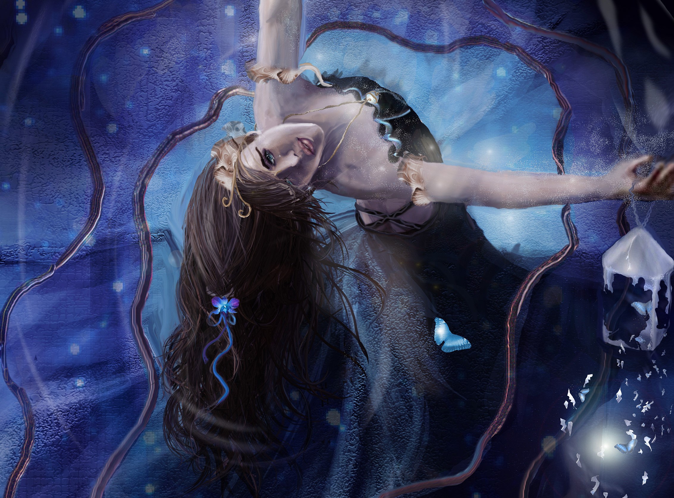 Gothic Fantasy Woman with Brown Hair HD Wallpaper