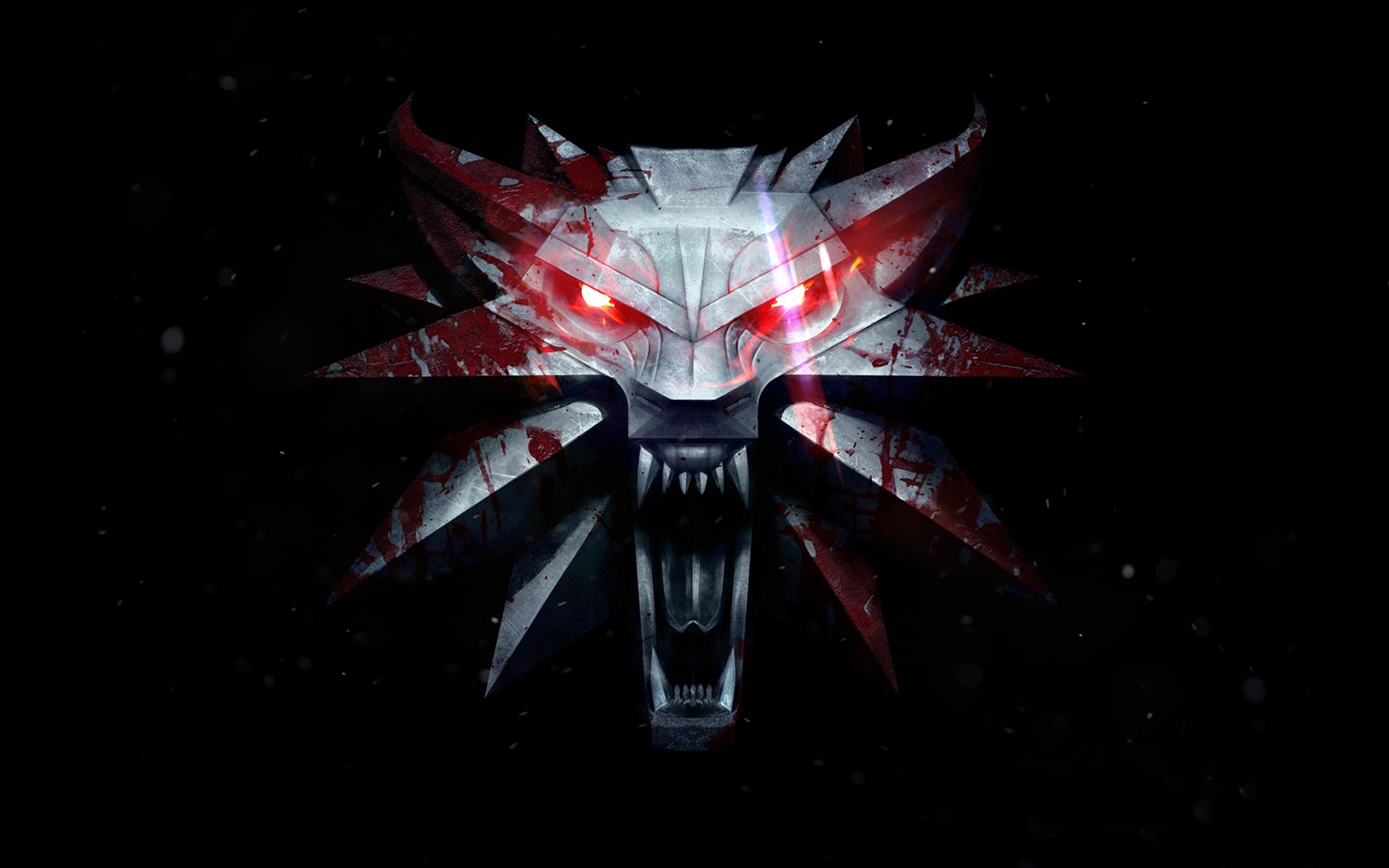 The Witcher Wolf Medallion with Blood Splatter HD Wallpaper