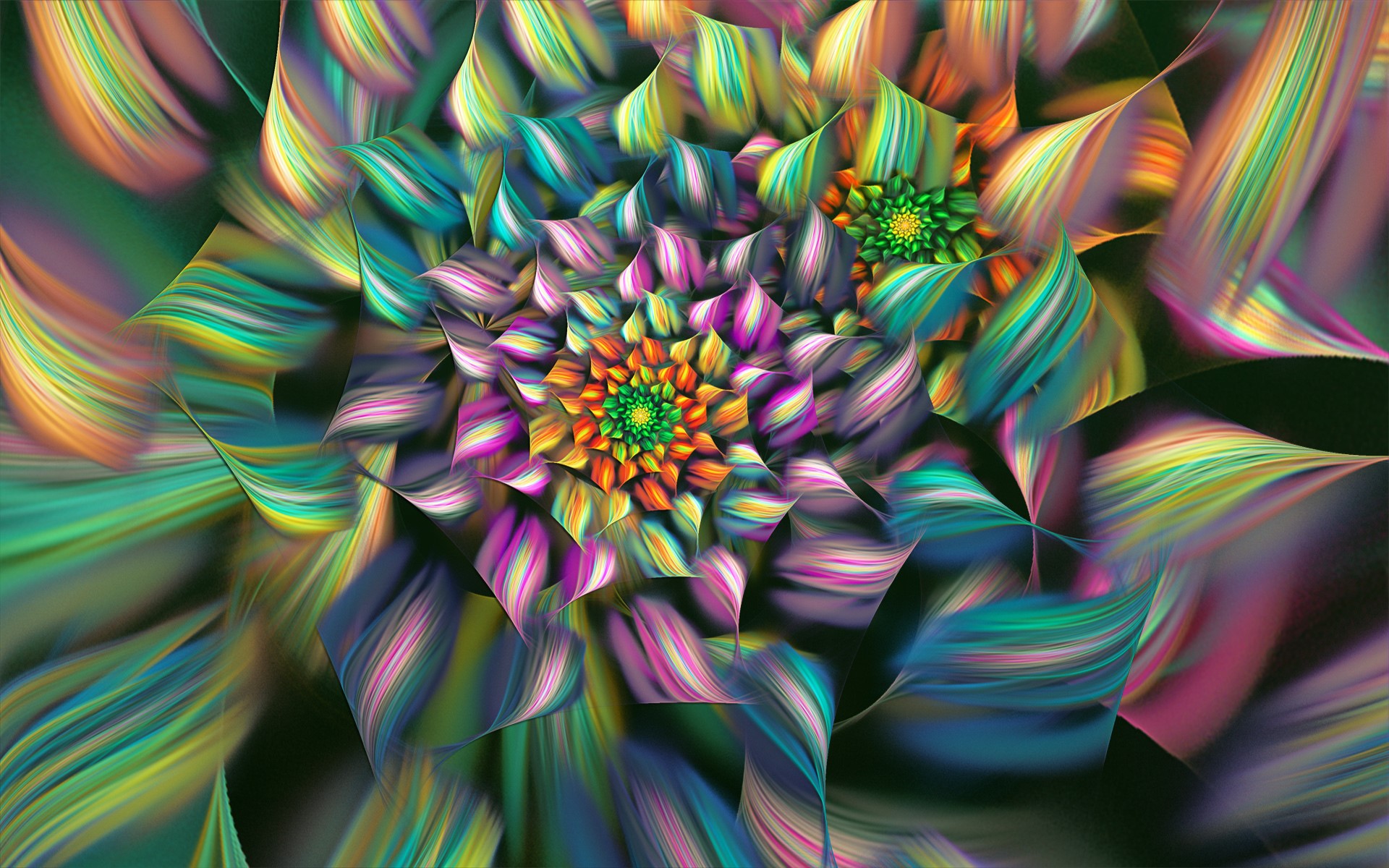 Colorful fractal flower with swirling petals HD Wallpaper