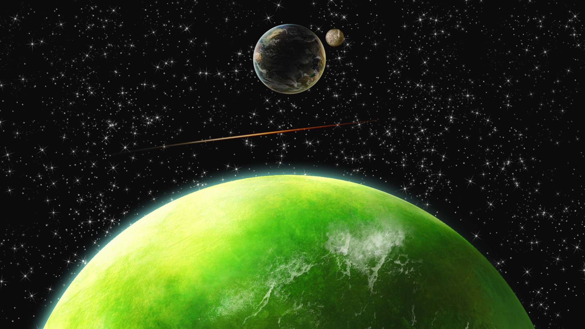 Planets and stars in space HD Wallpaper