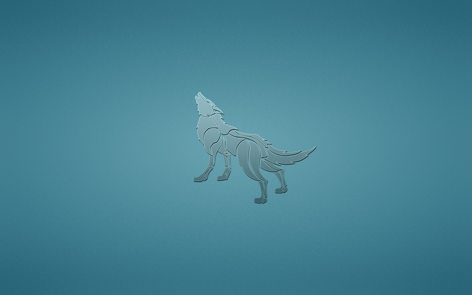 Stylized wolf howling on a blue background HD Wallpaper