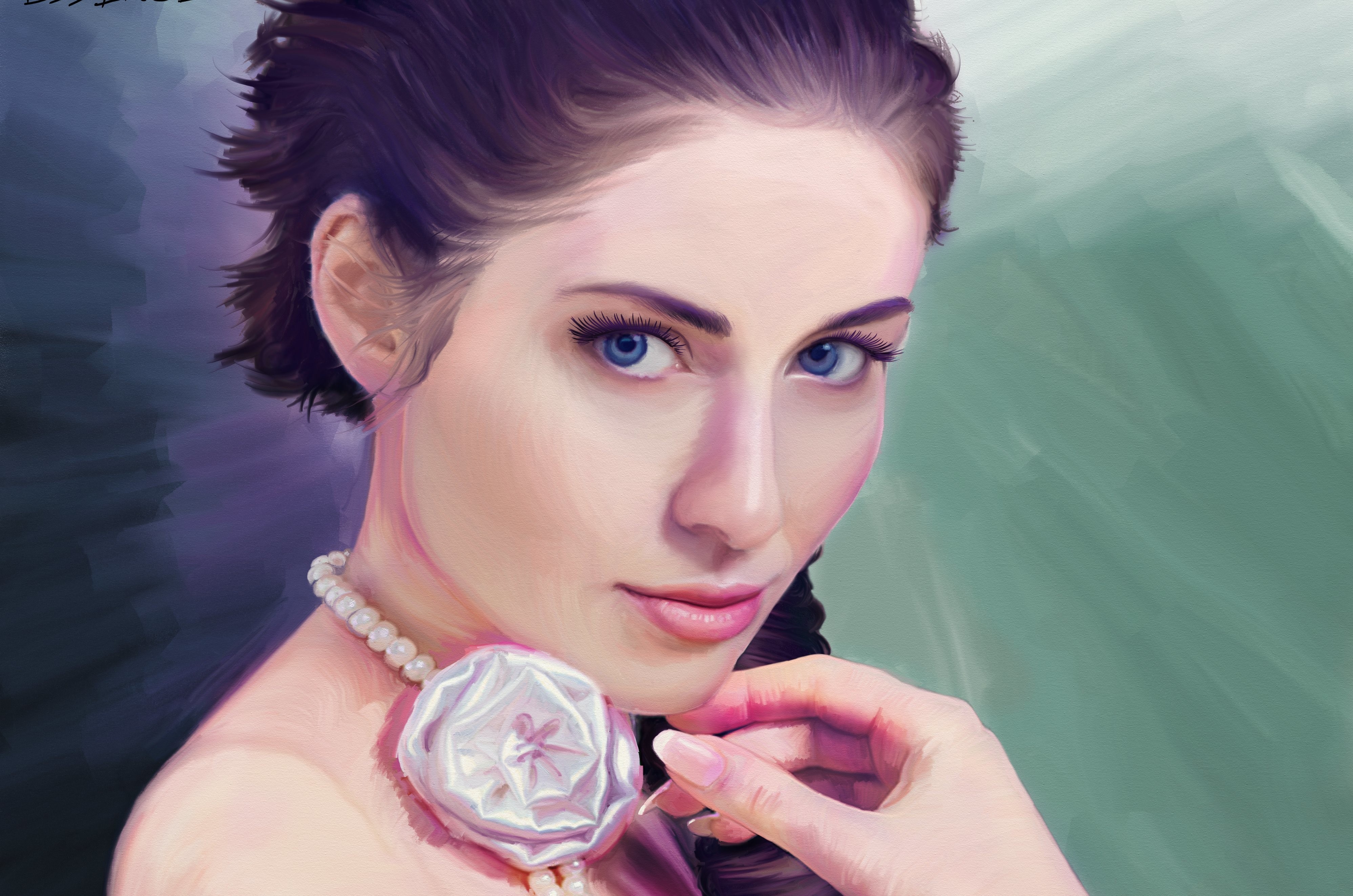 Painting Art of a Woman's Face HD Wallpaper