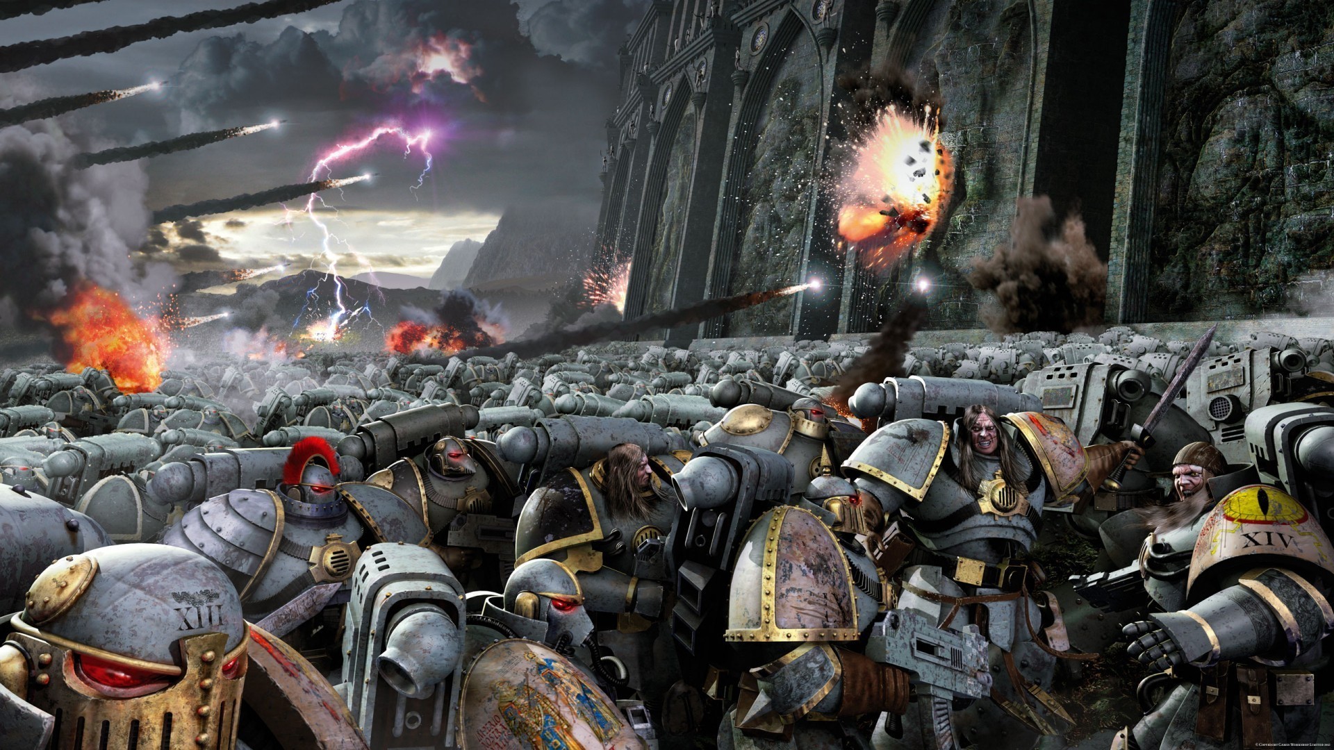 Warriors in battle from Warhammer 40000 HD Wallpaper