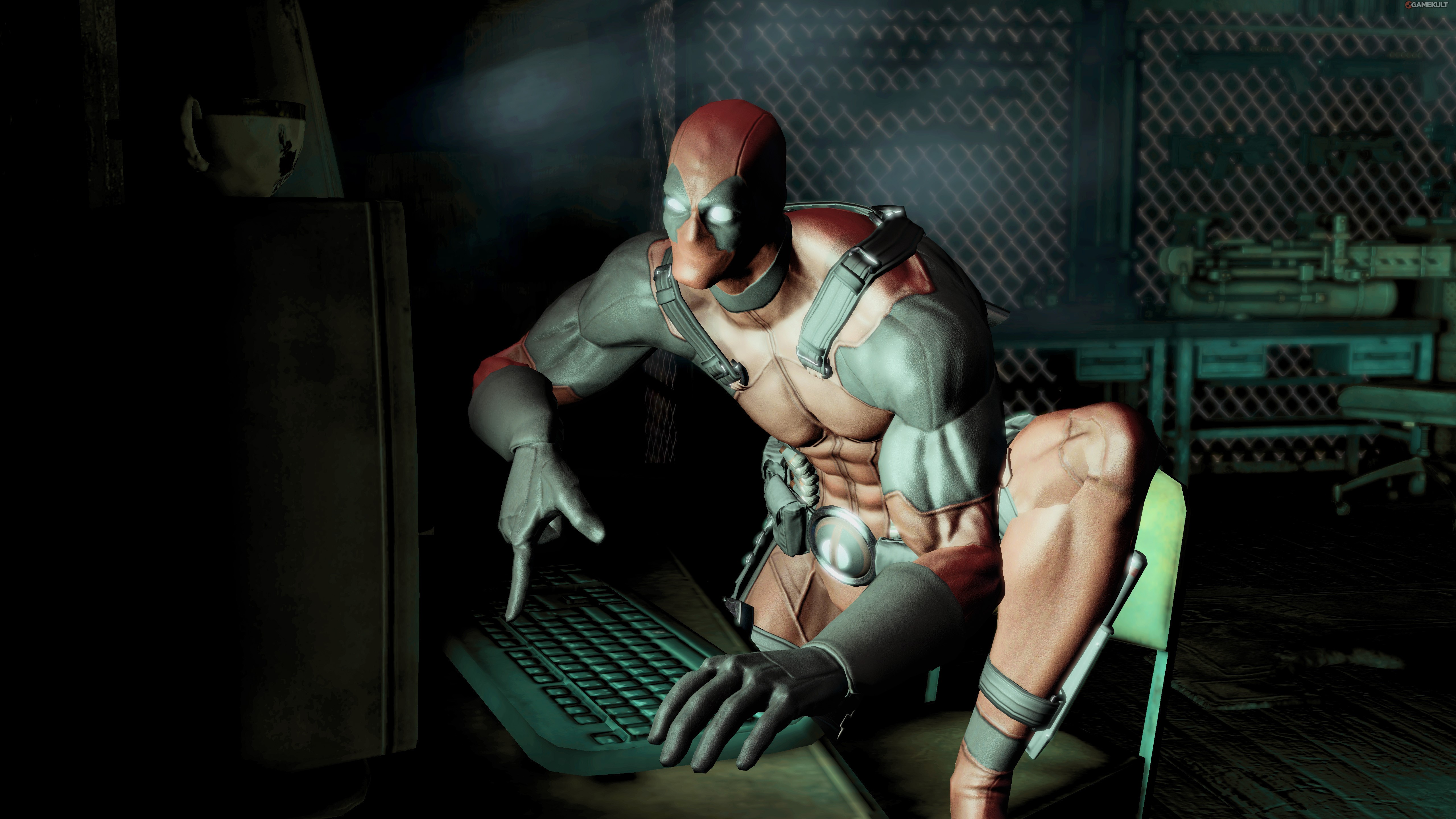 Deadpool from Heroes comics using a computer HD Wallpaper