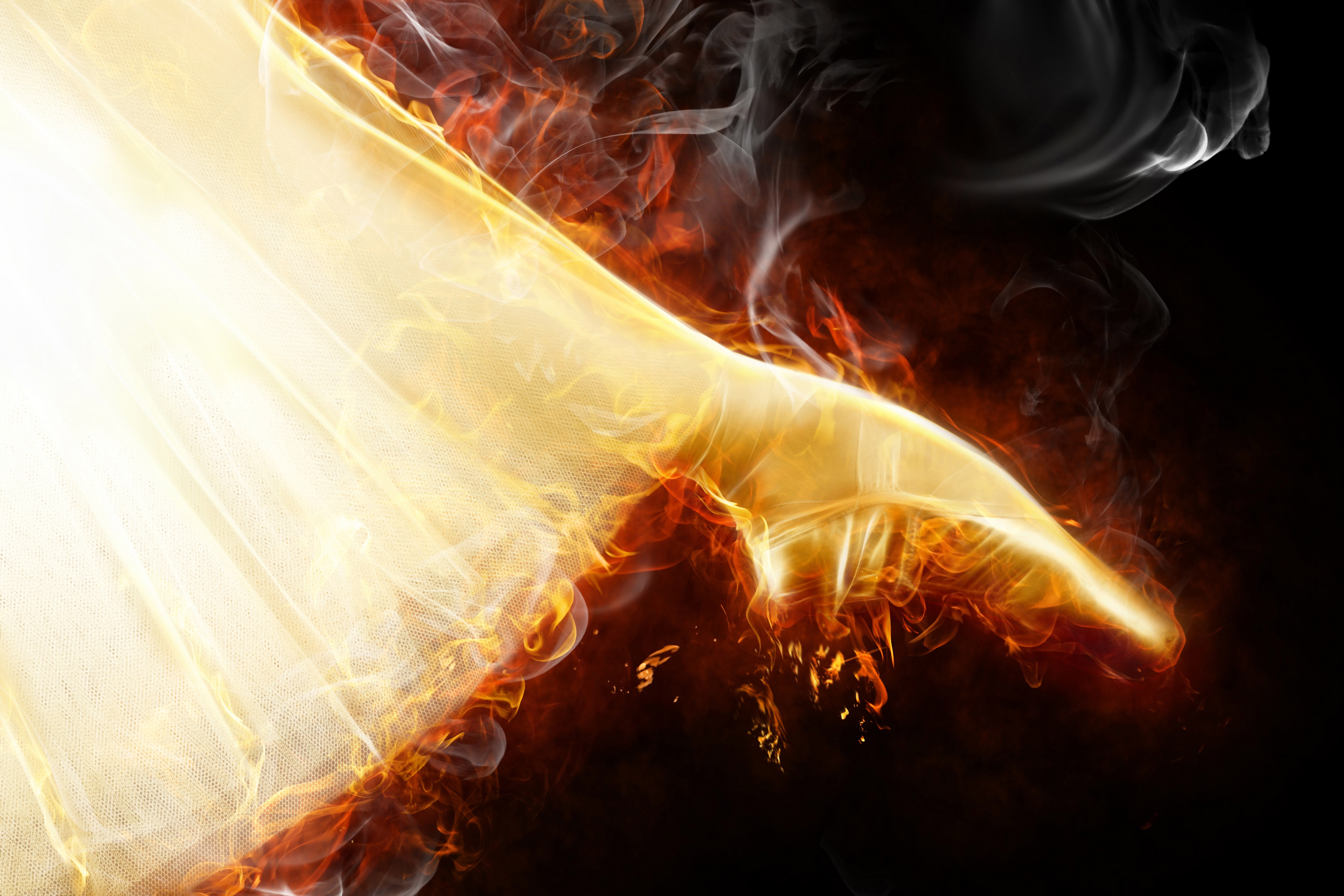 Fire and smoke engulfing a flowing fabric HD Wallpaper