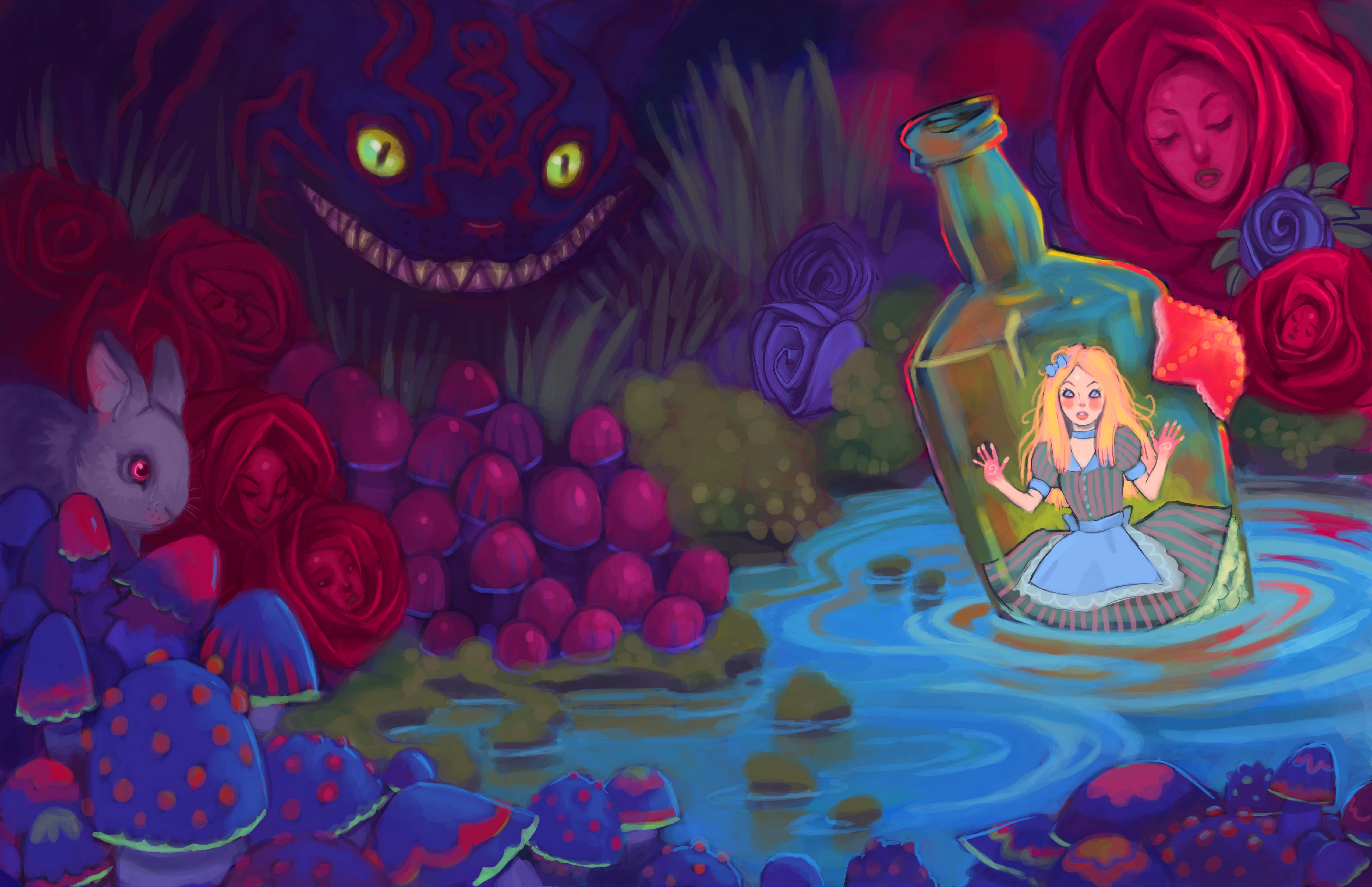 Alice in a bottle in a fantastic world HD Wallpaper