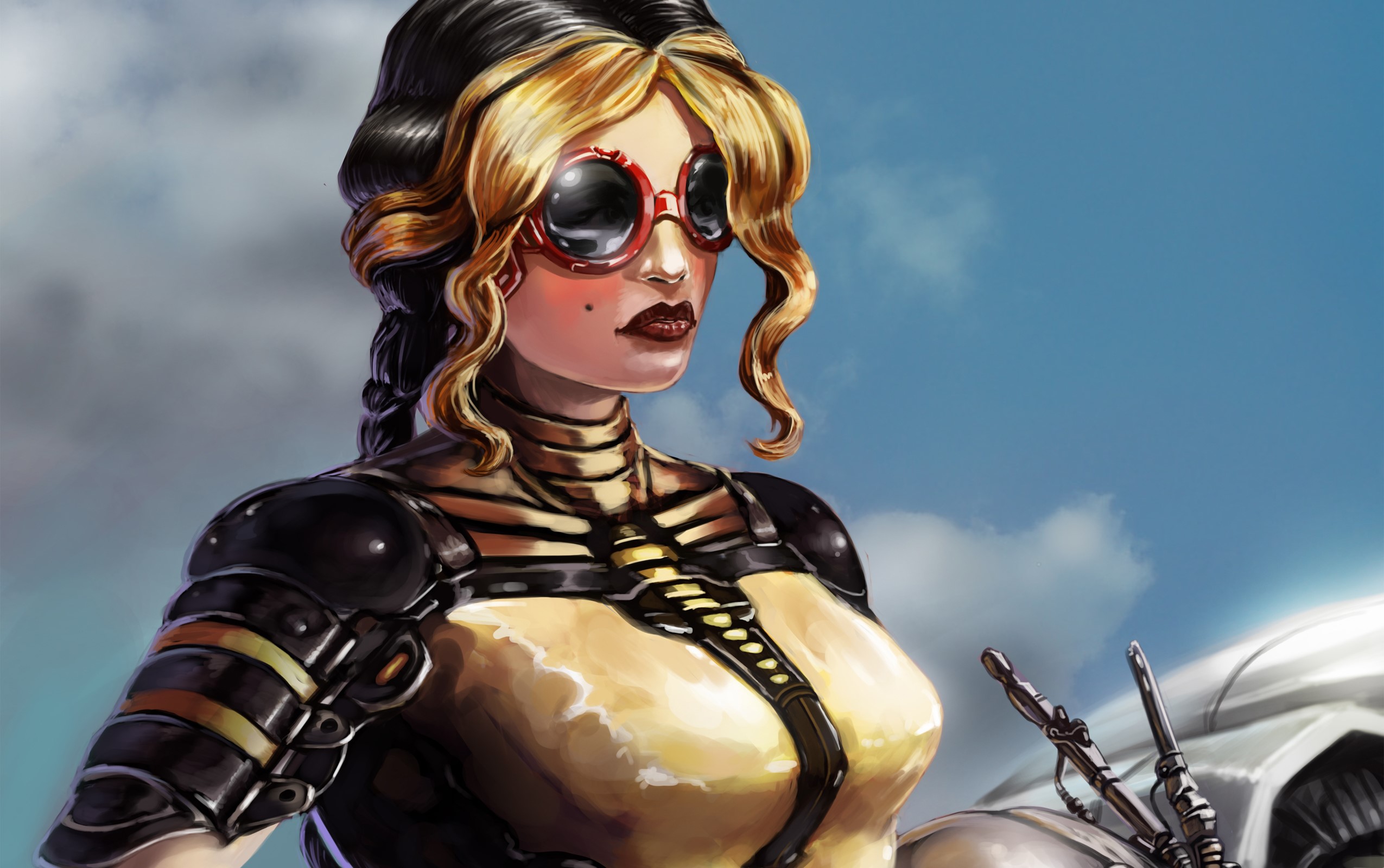 Woman with goggles and armor HD Wallpaper