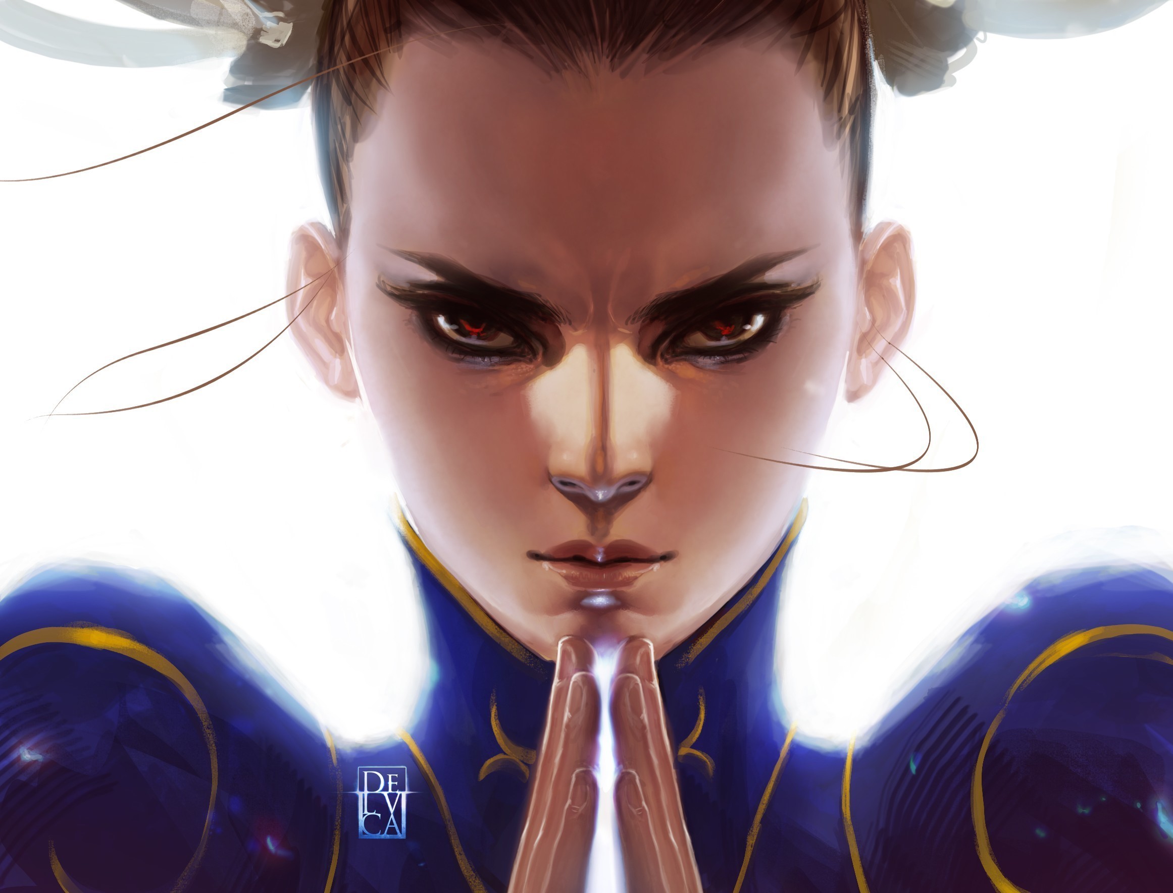Chun-Li from Street Fighter with intense gaze HD Wallpaper