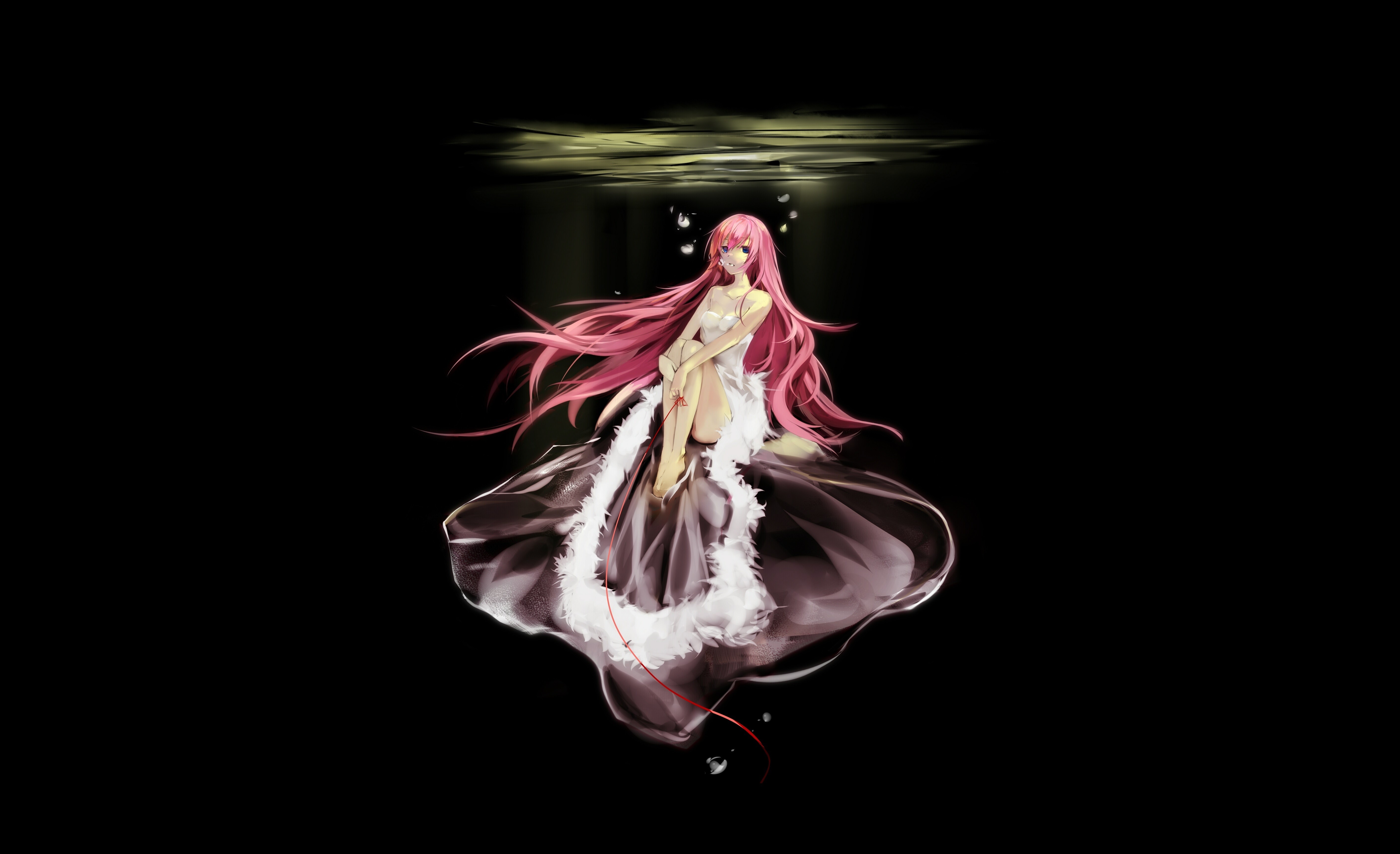 Anime girl with pink hair underwater HD Wallpaper