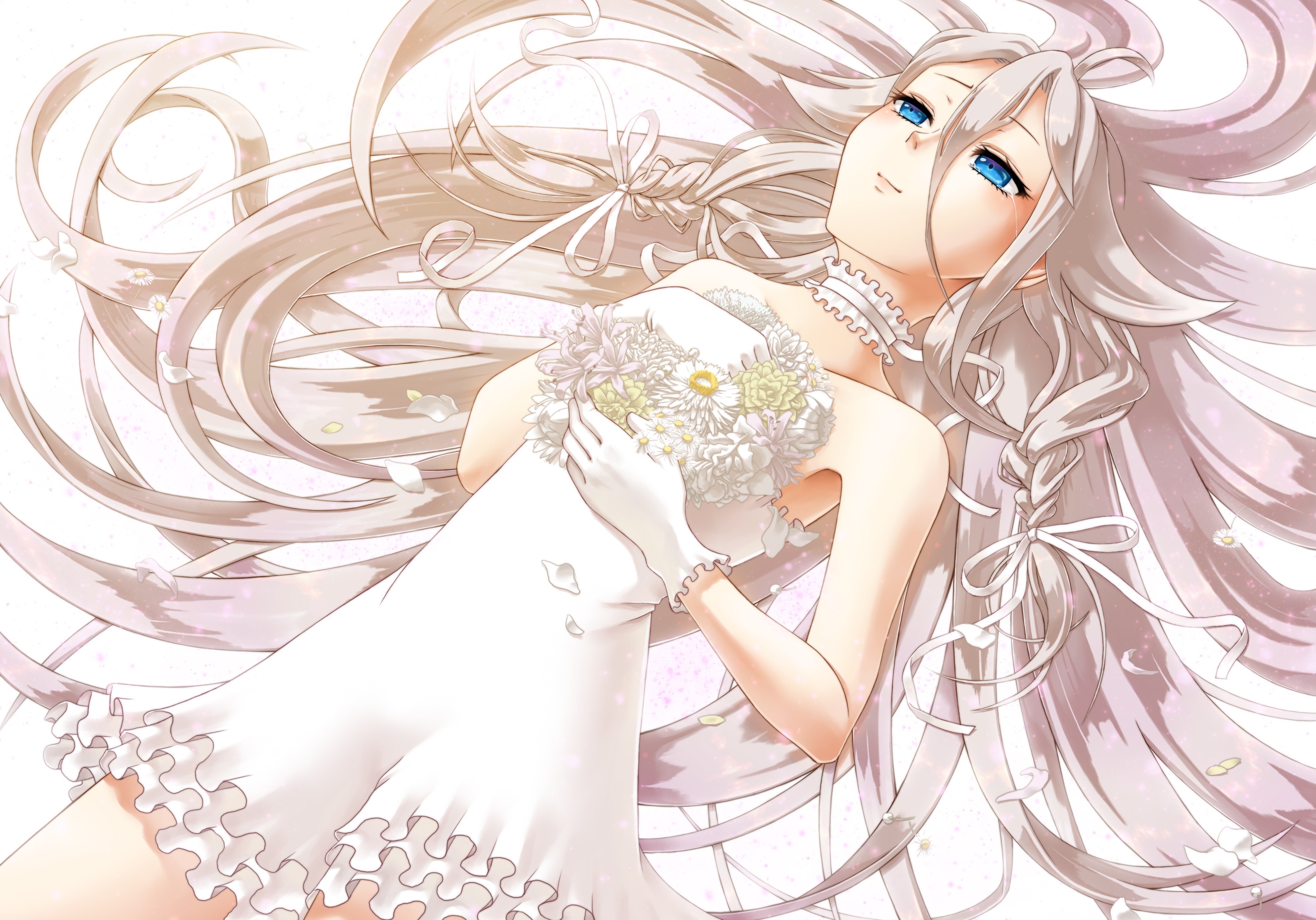 Bride with long blonde hair and blue eyes HD Wallpaper
