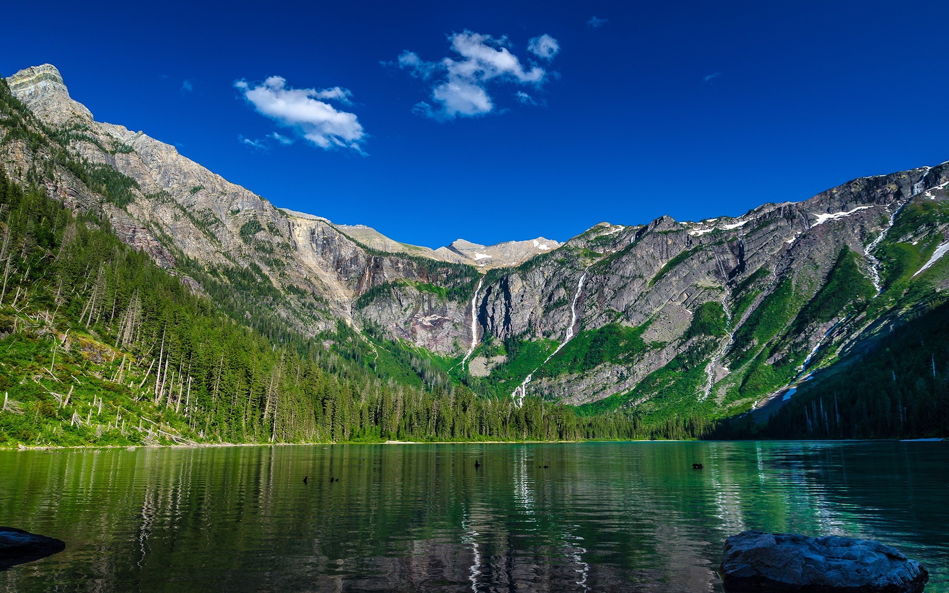 Avalanche Glacier National Park Lake and Mountains HD Wallpaper