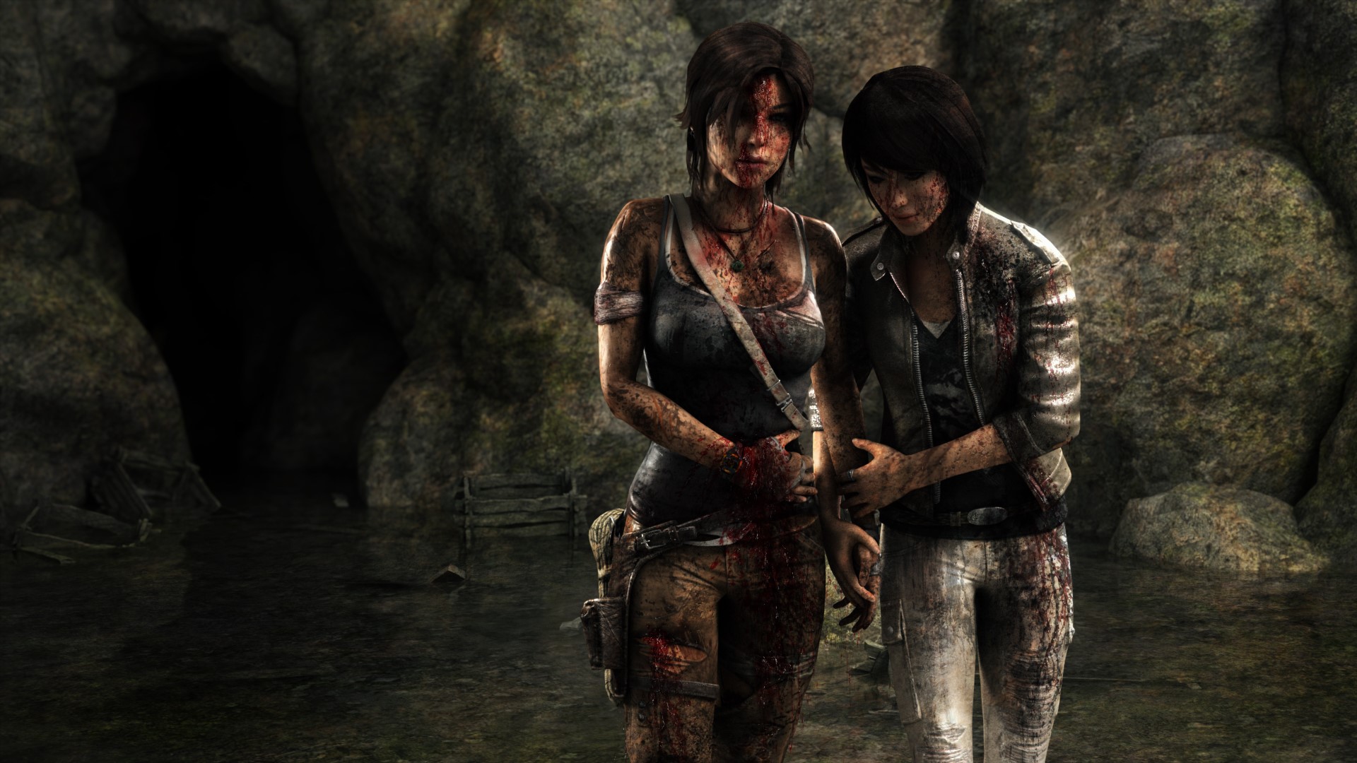 Lara Croft and companion in Tomb Raider HD Wallpaper