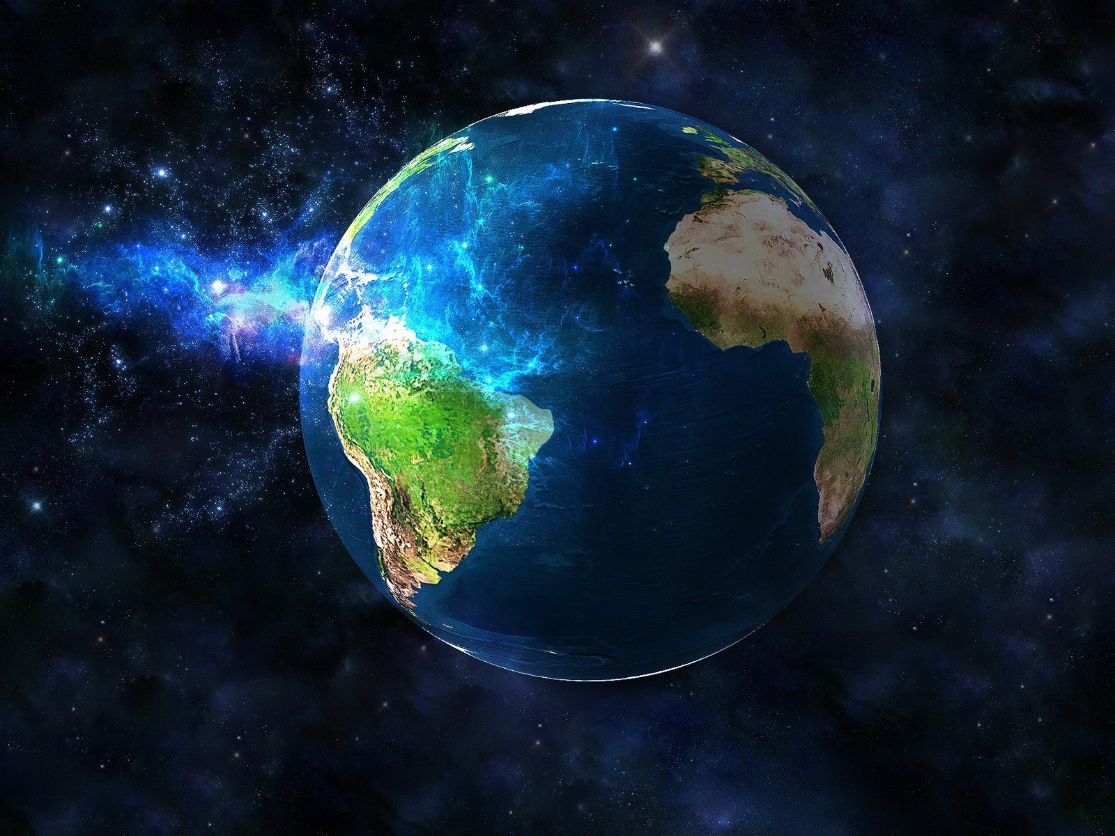 Earth in Space with Nebula HD Wallpaper