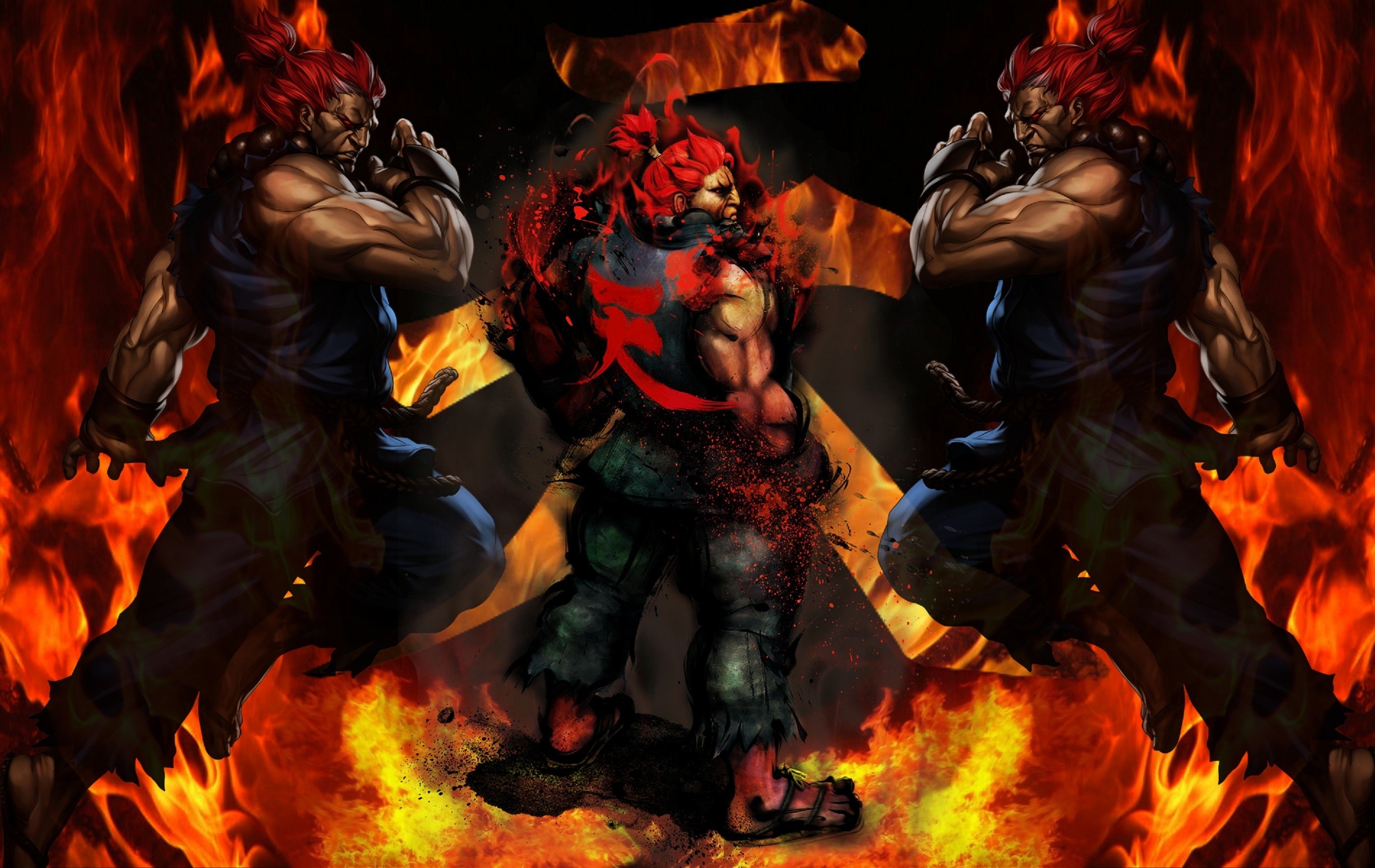 Akuma from Street Fighter surrounded by fire HD Wallpaper