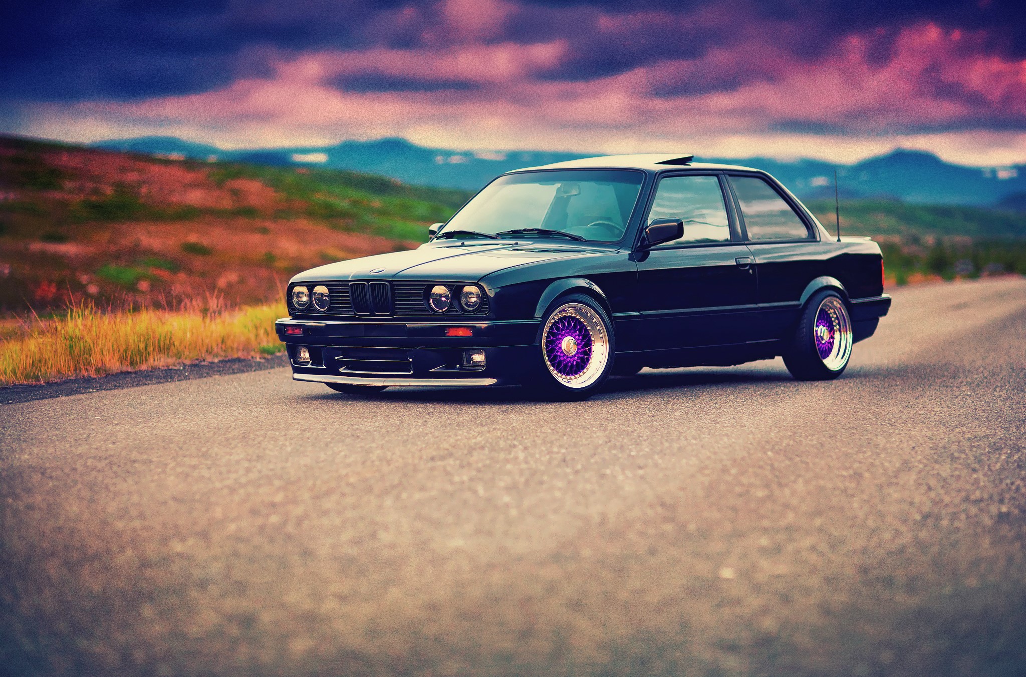 Black BMW 3 Series E30 325i on a Road HD Wallpaper