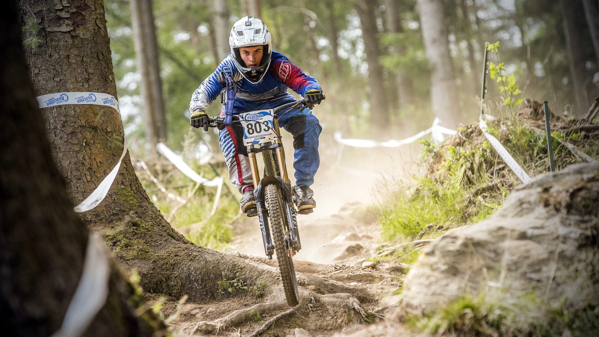 Man riding a bicycle downhill HD Wallpaper