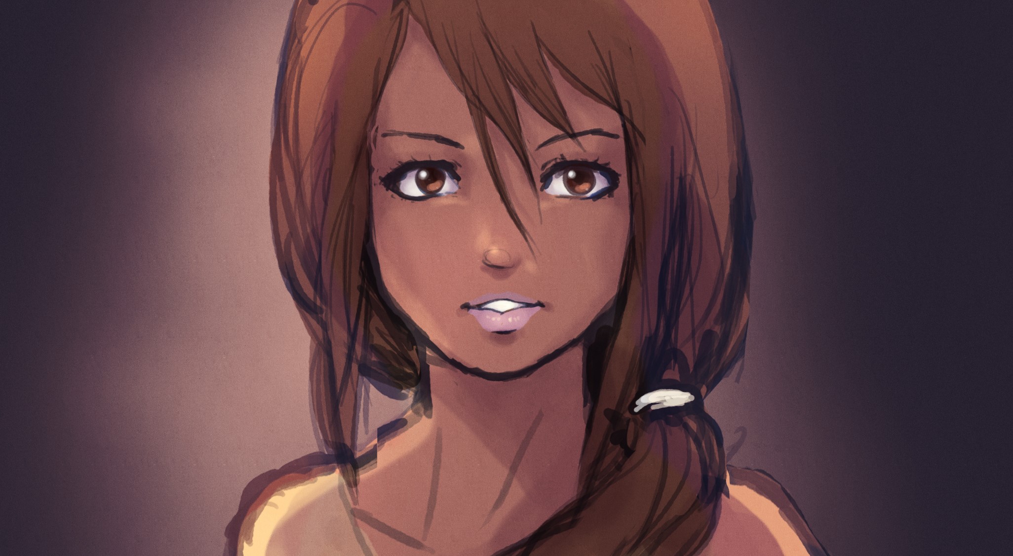 Painting of a brown-haired girl HD Wallpaper