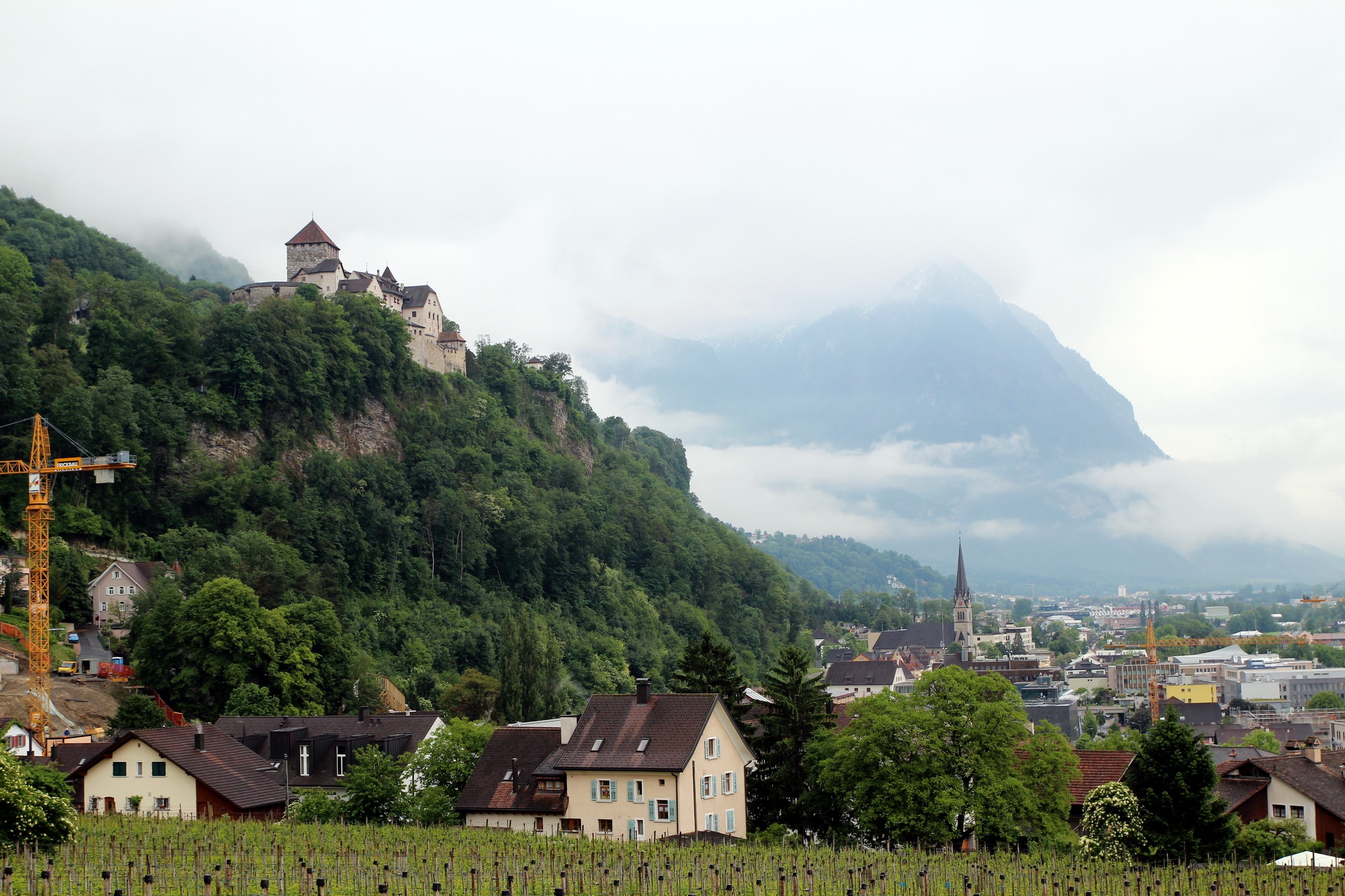 Vaduz, Liechtenstein with castle and mountains HD Wallpaper