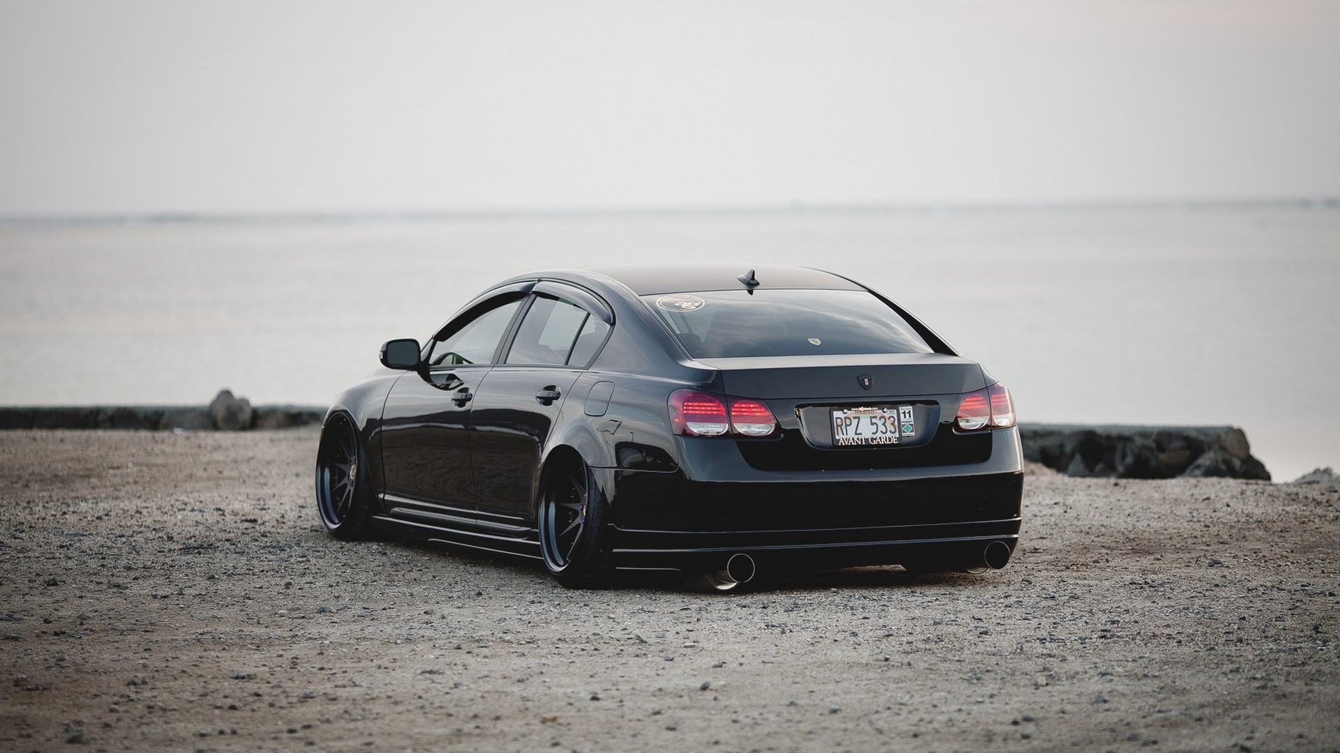 Black Lexus GS 350 back view HD Wallpaper