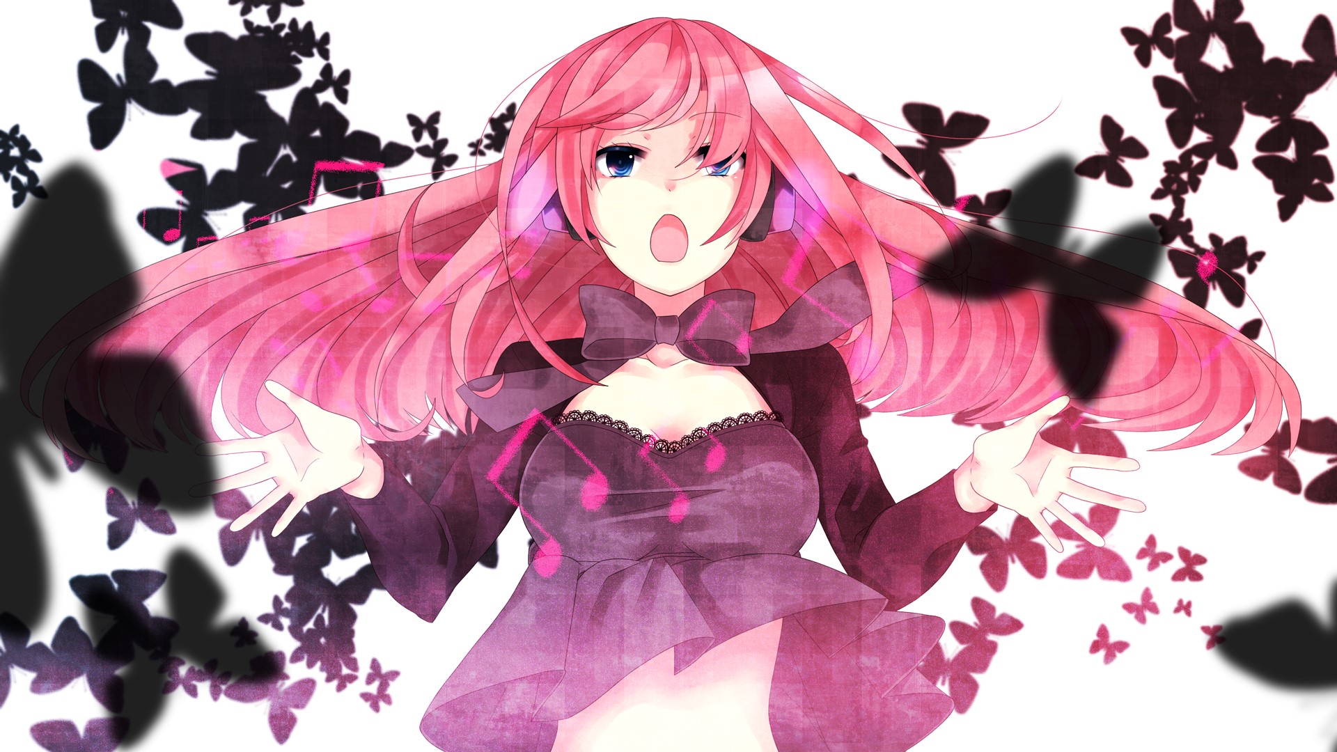 Luka Megurine from Vocaloid with butterflies HD Wallpaper
