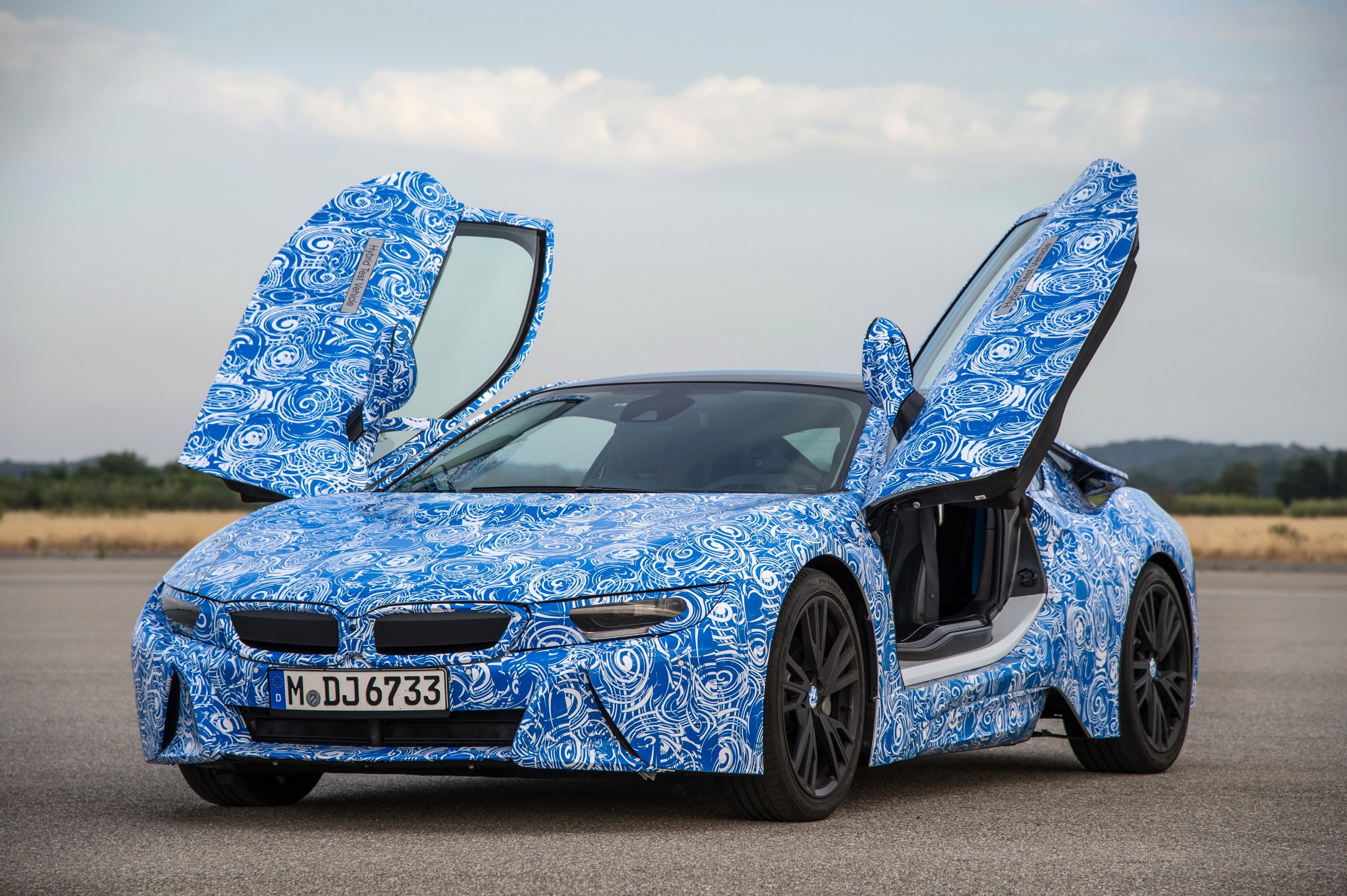 BMW i8 concept car with doors open HD Wallpaper