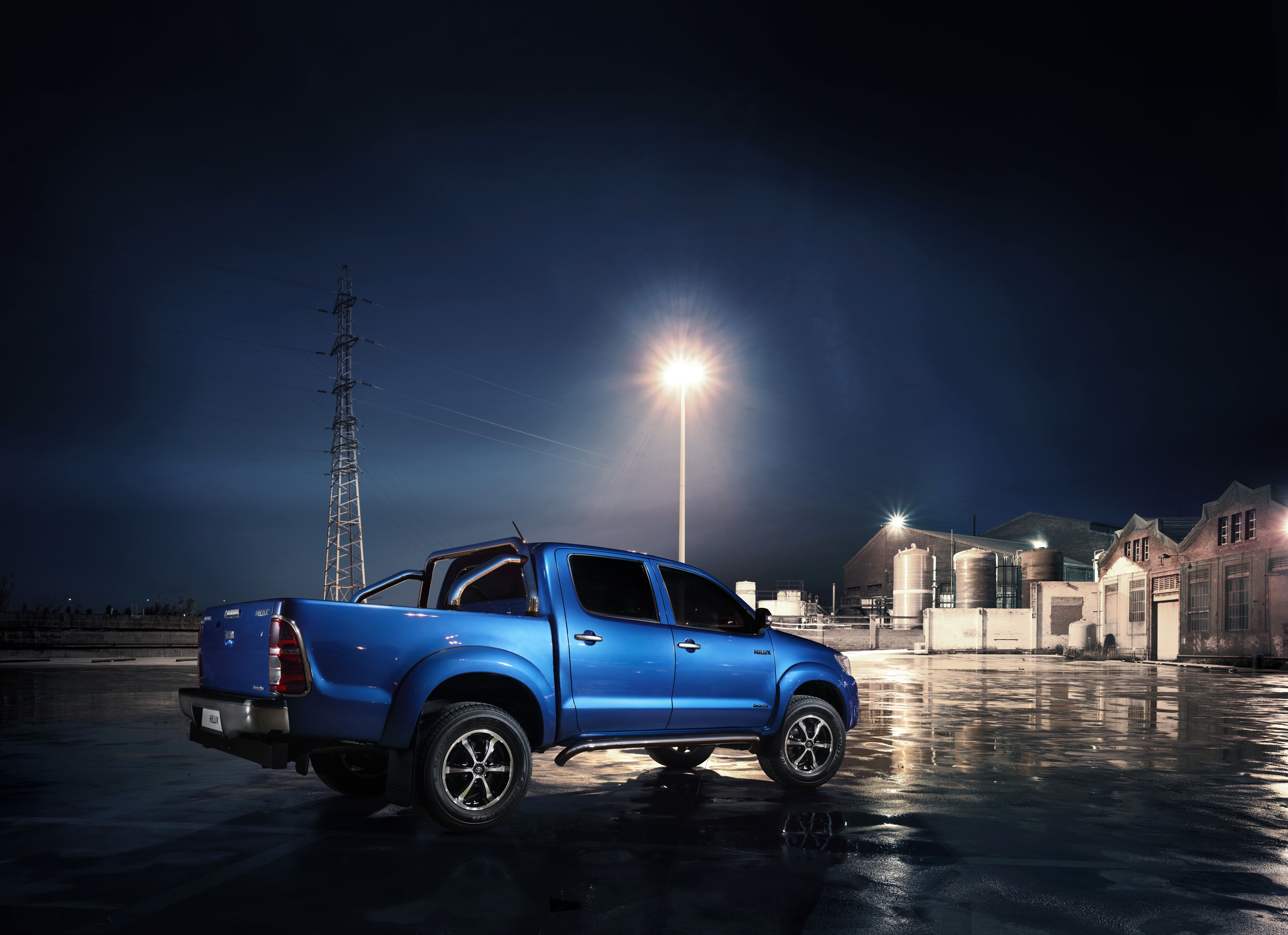 Blue 2013 Toyota Hilux Invincible at Night HD Wallpaper