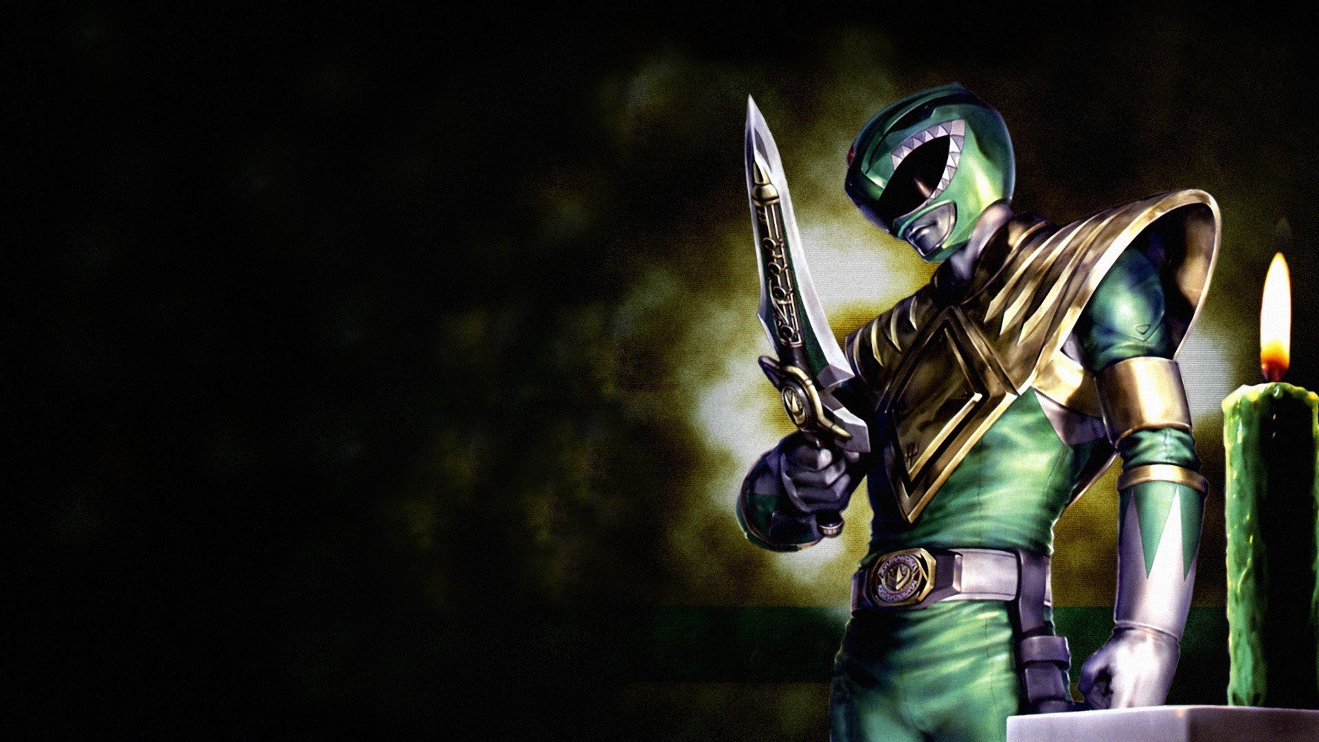Green Ranger holding a sword with a candle HD Wallpaper