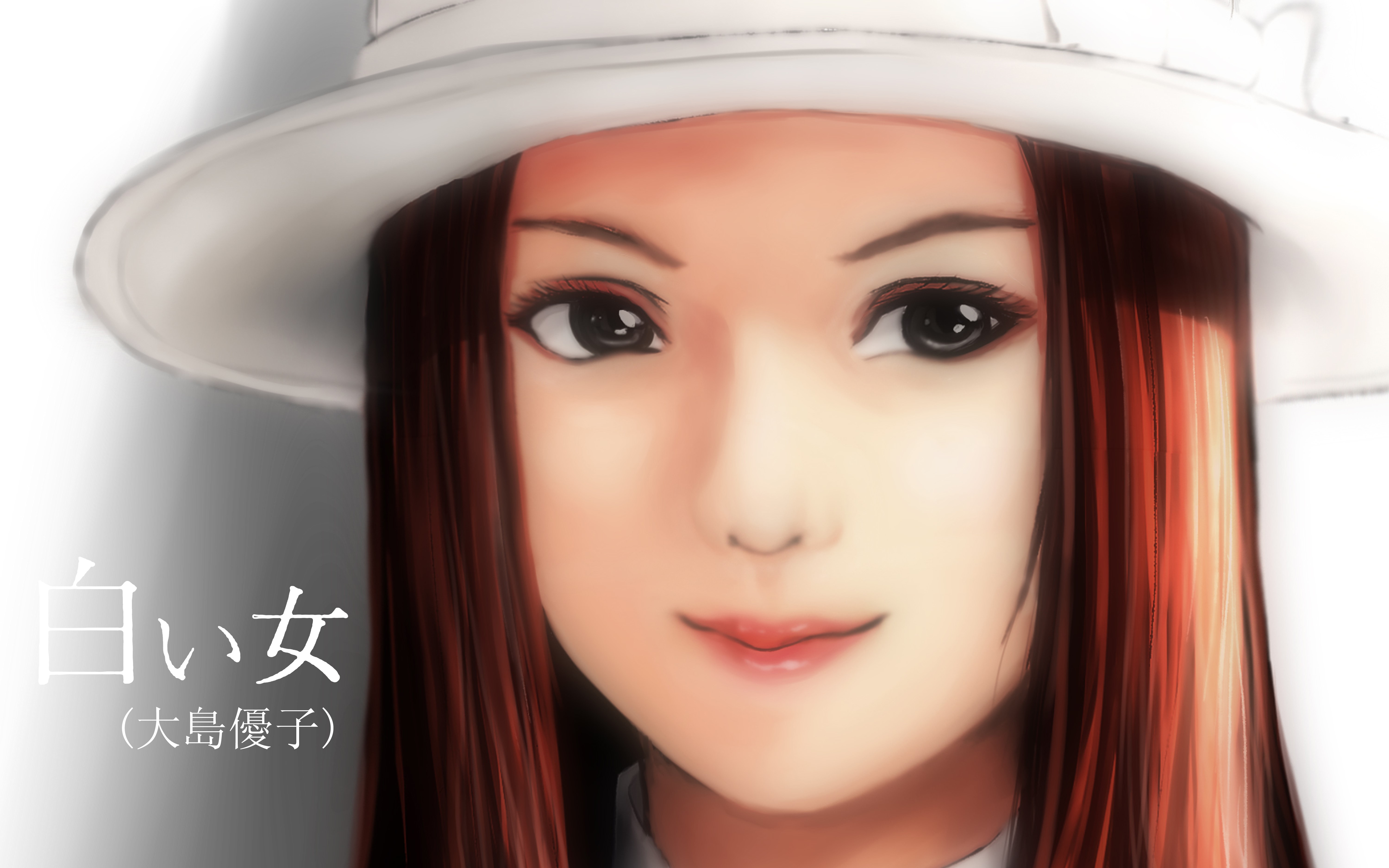 Portrait of a woman in a white hat HD Wallpaper
