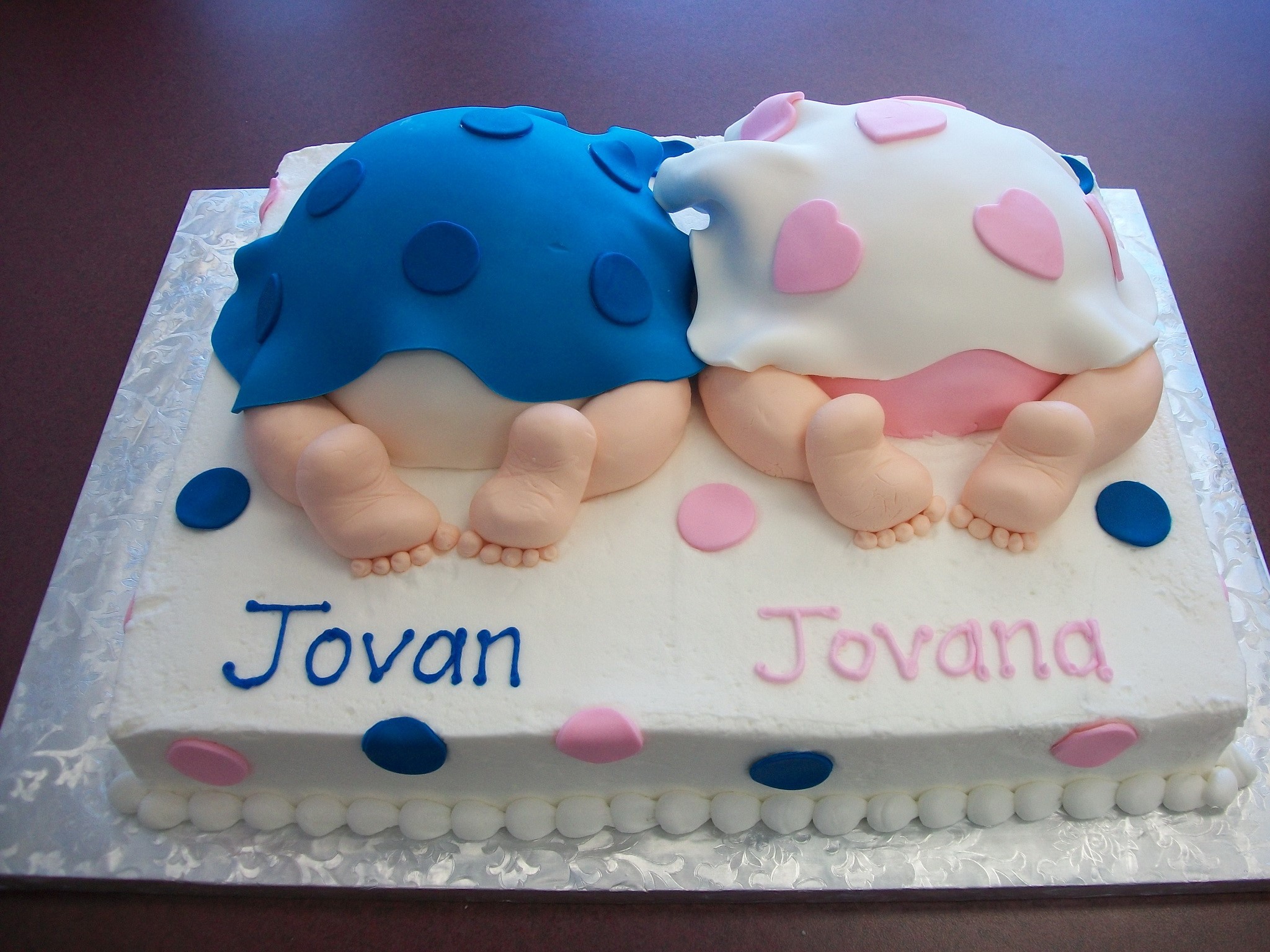 Baby Shower Cake with Two Baby Bottoms HD Wallpaper